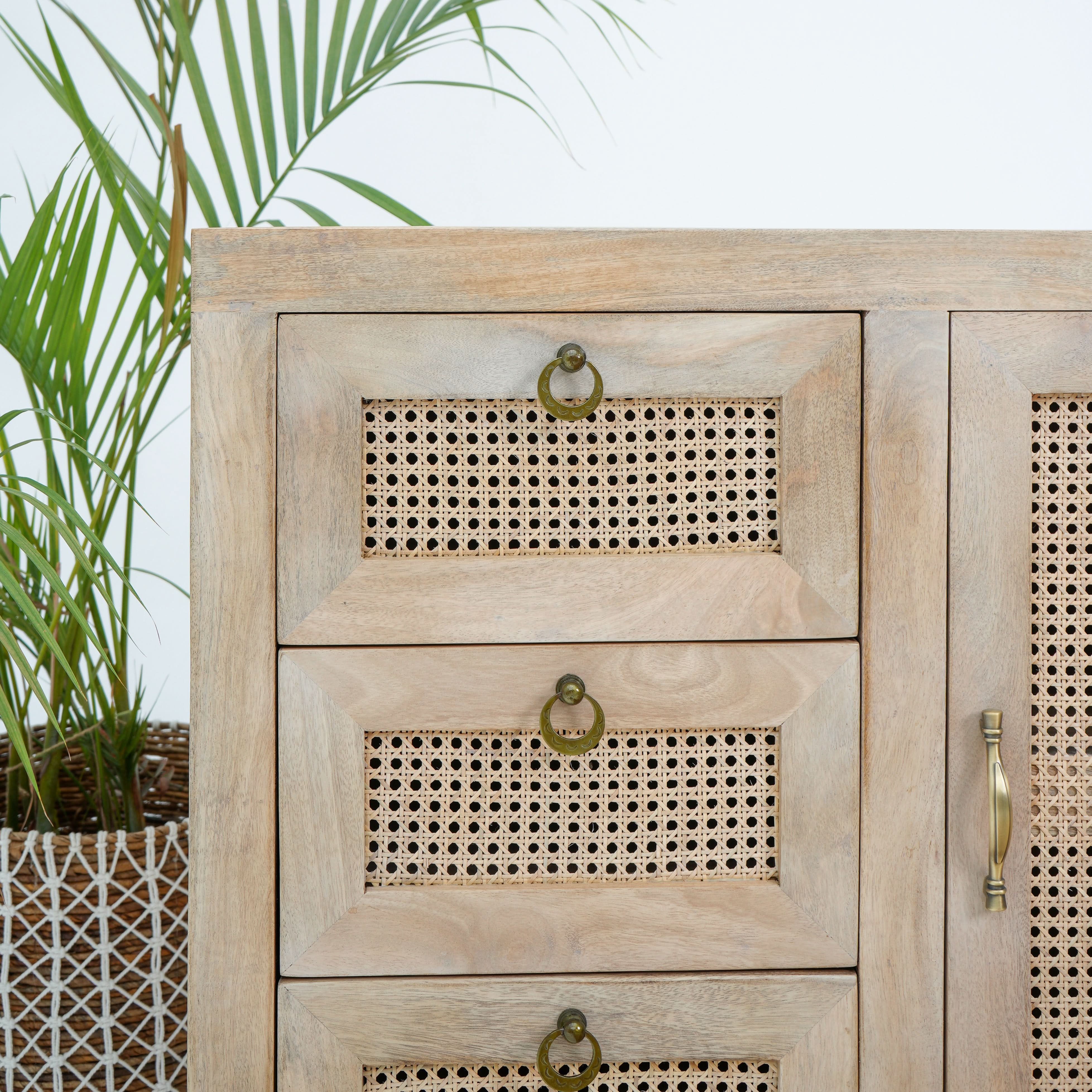 CANOVIA CANE THREE DRAWER ONE DOOR SIDEBOARD - Art and craft furniture