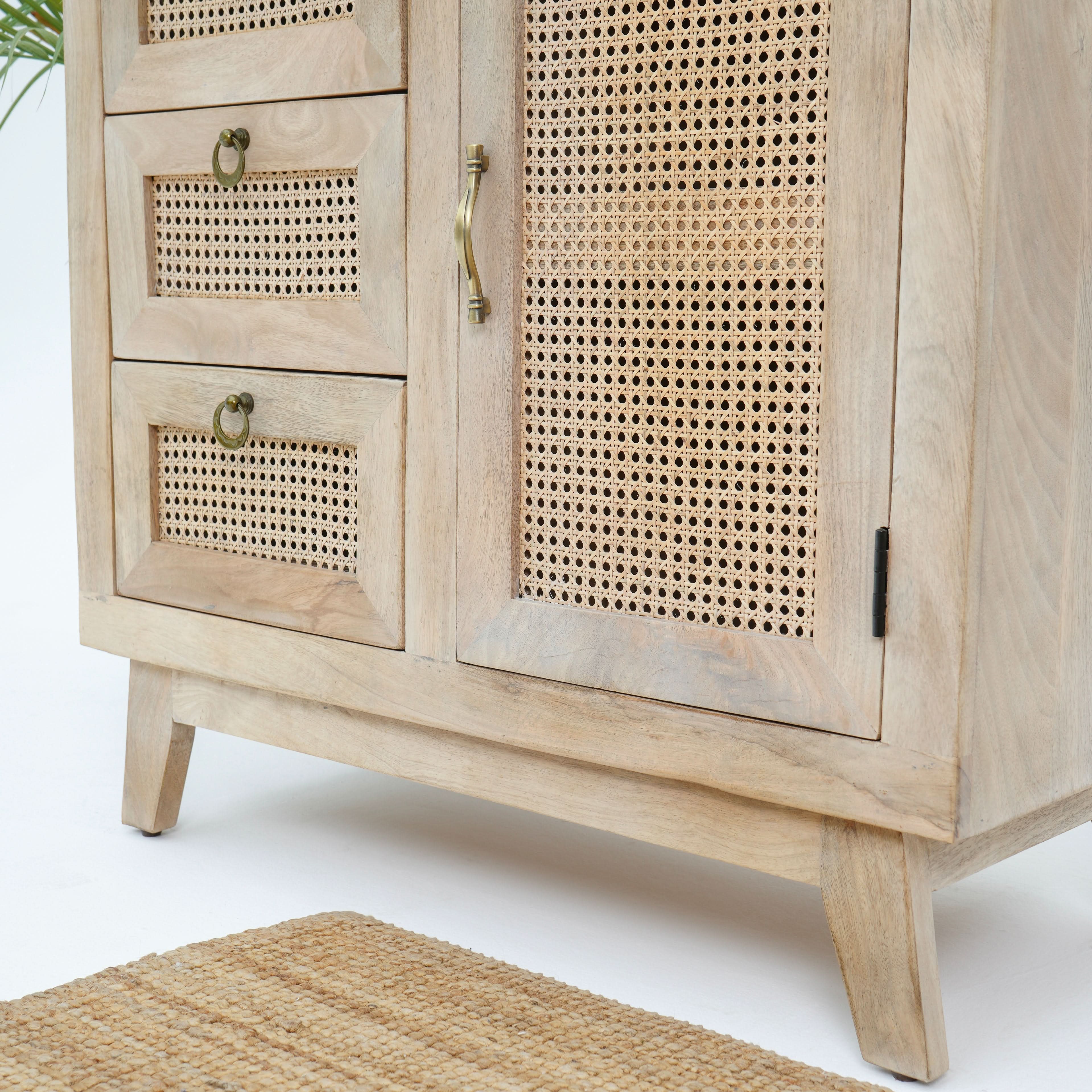 CANOVIA CANE THREE DRAWER ONE DOOR SIDEBOARD - Art and craft furniture
