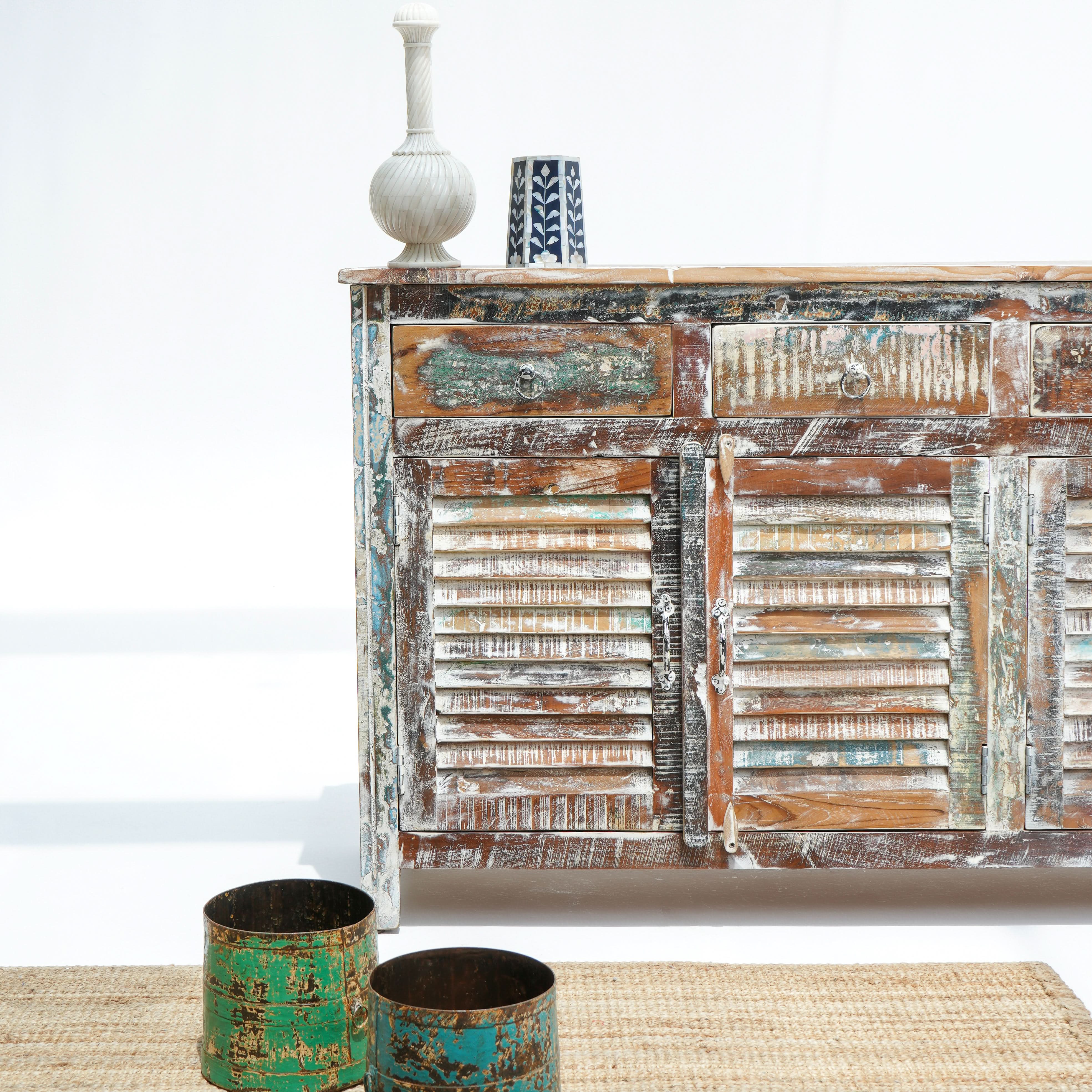 THE ALTON MANOR FOUR DOOR RECYCLE SIDEBOARD - Art and craft furniture