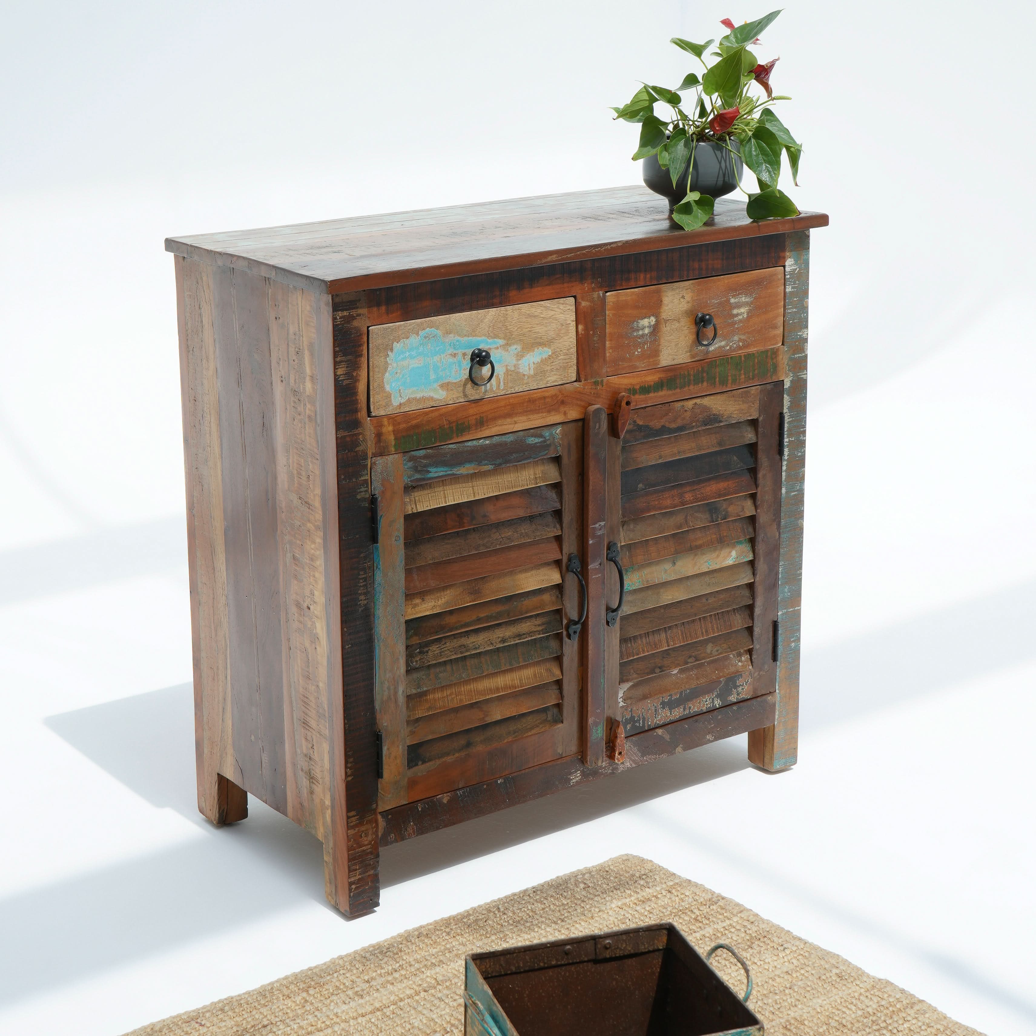 RECYCLE WOOD TWO DOOR TWO DRAWER SIDEBOARD - Art and craft furniture