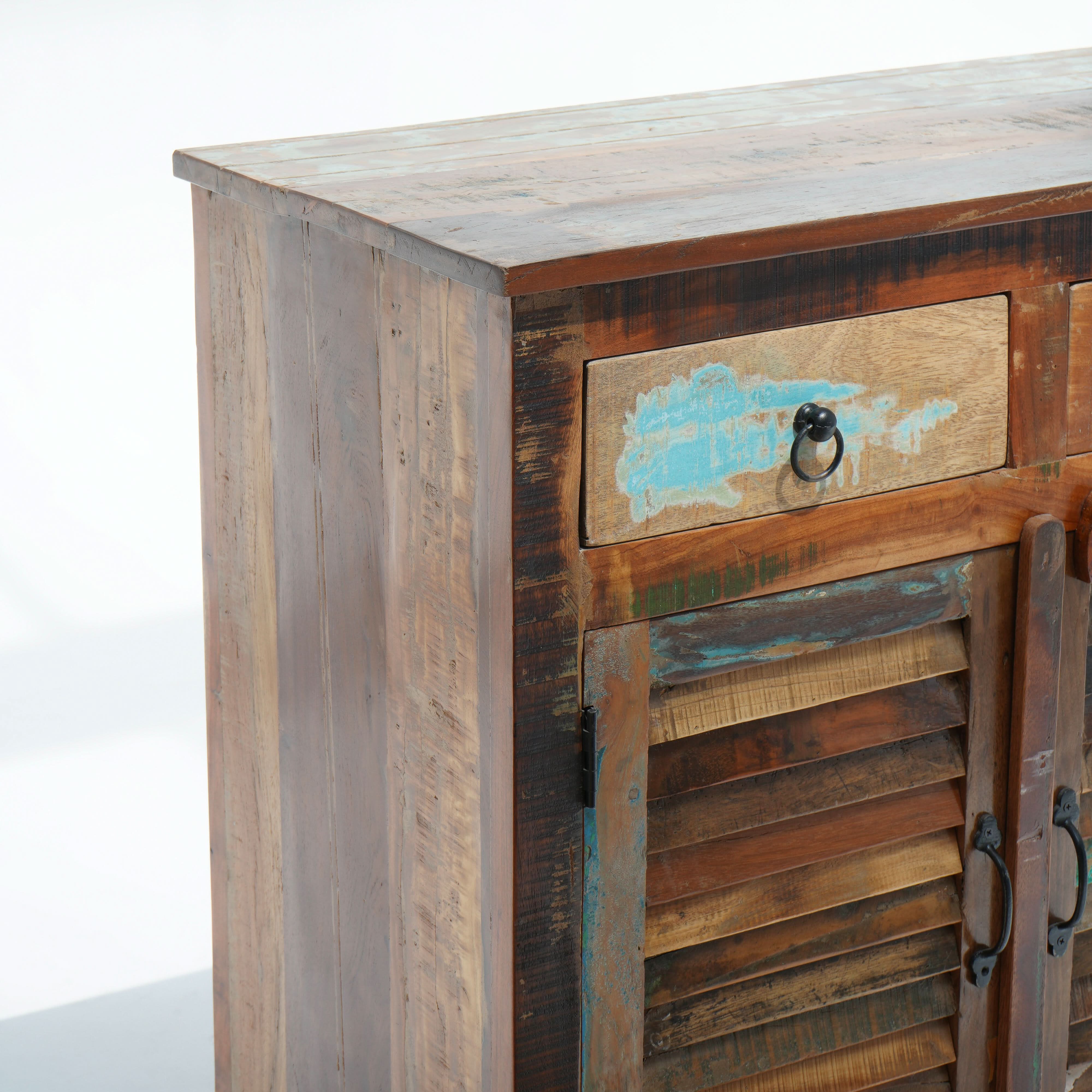 RECYCLE WOOD TWO DOOR TWO DRAWER SIDEBOARD - Art and craft furniture