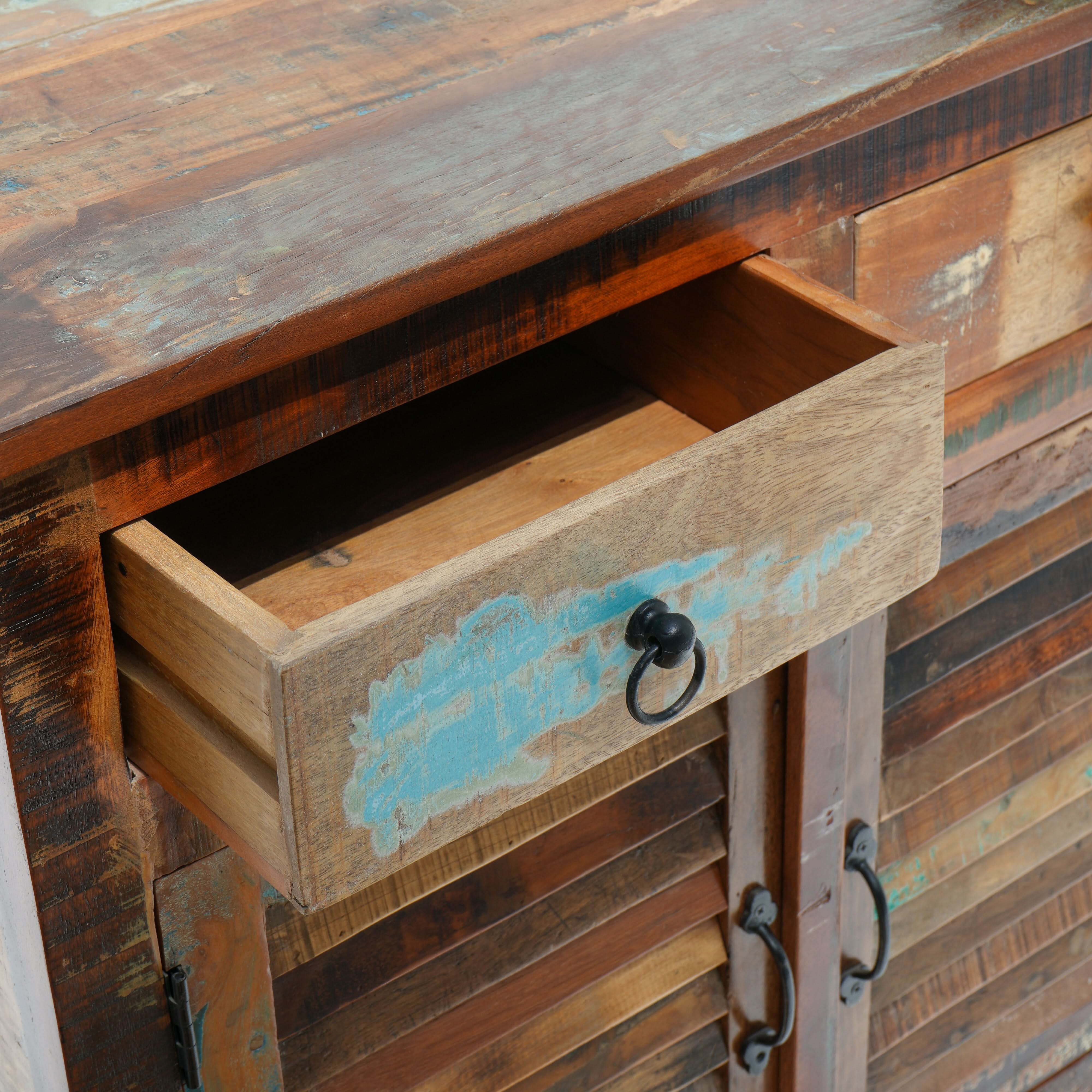 RECYCLE WOOD TWO DOOR TWO DRAWER SIDEBOARD - Art and craft furniture