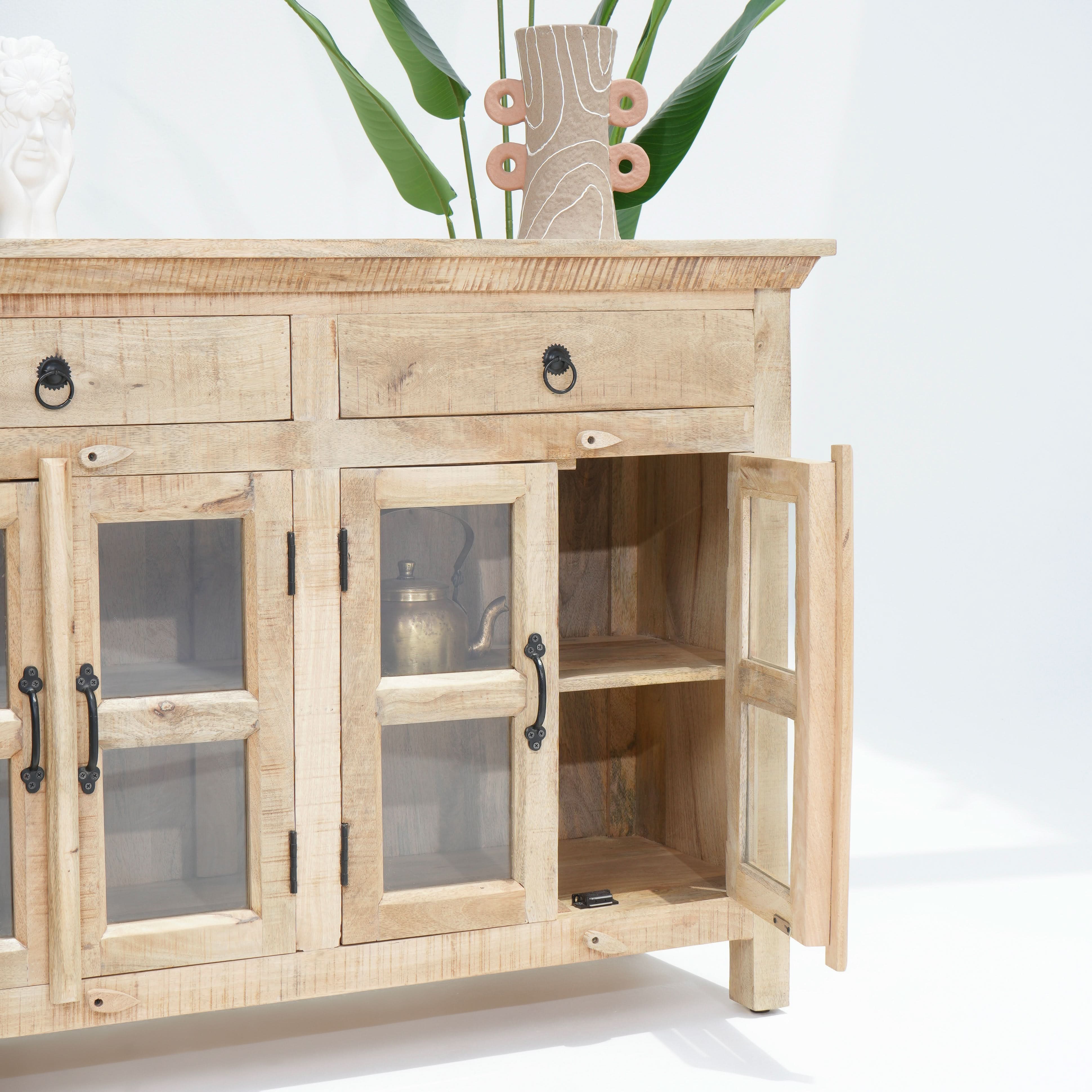MANGOEDGE SIX GLASS DOOR THREE DRAWERS' SIDEBOARD - Art and craft furniture