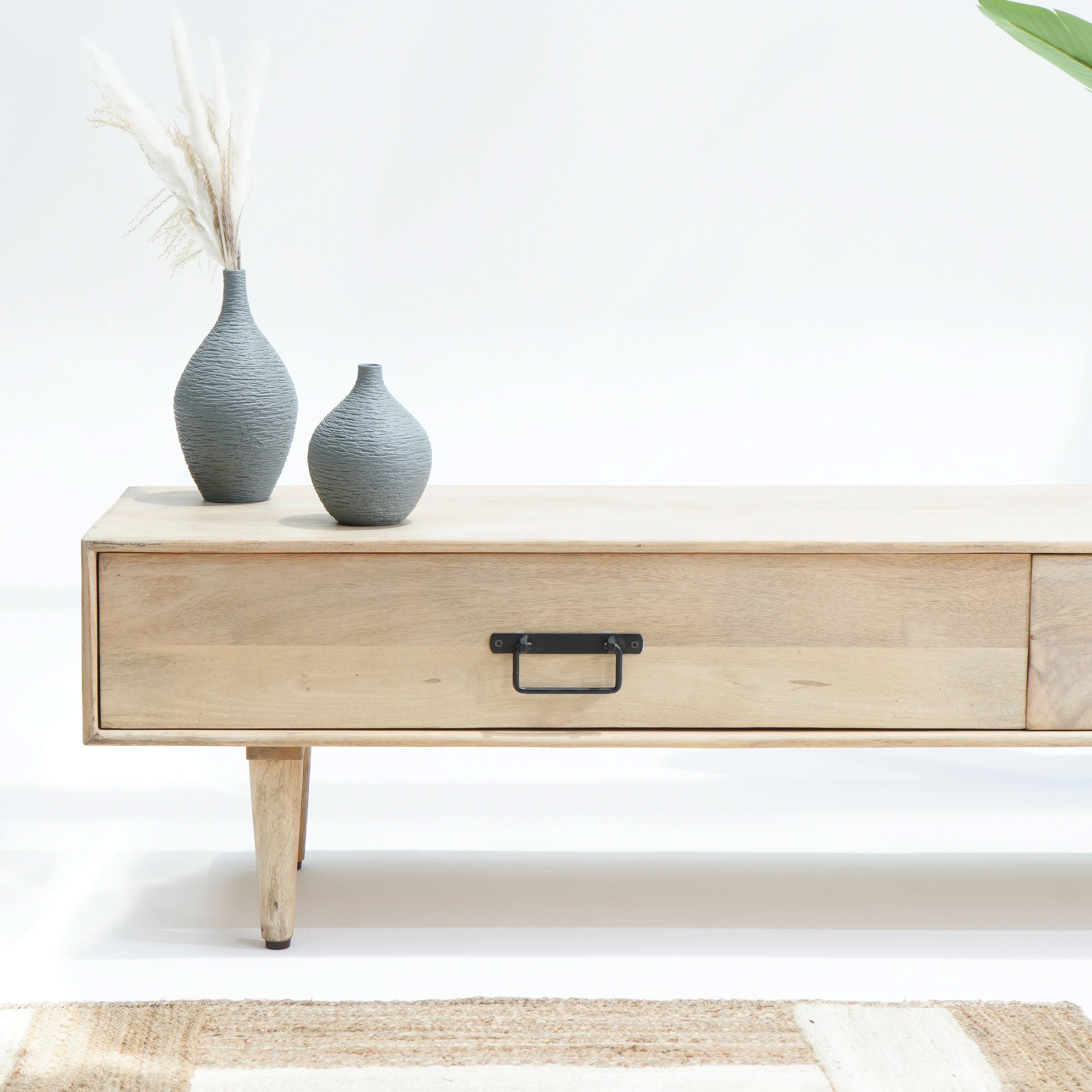 SKYLINE TWO DRAWER WOODEN LEGS TV STAND - Art and craft furniture