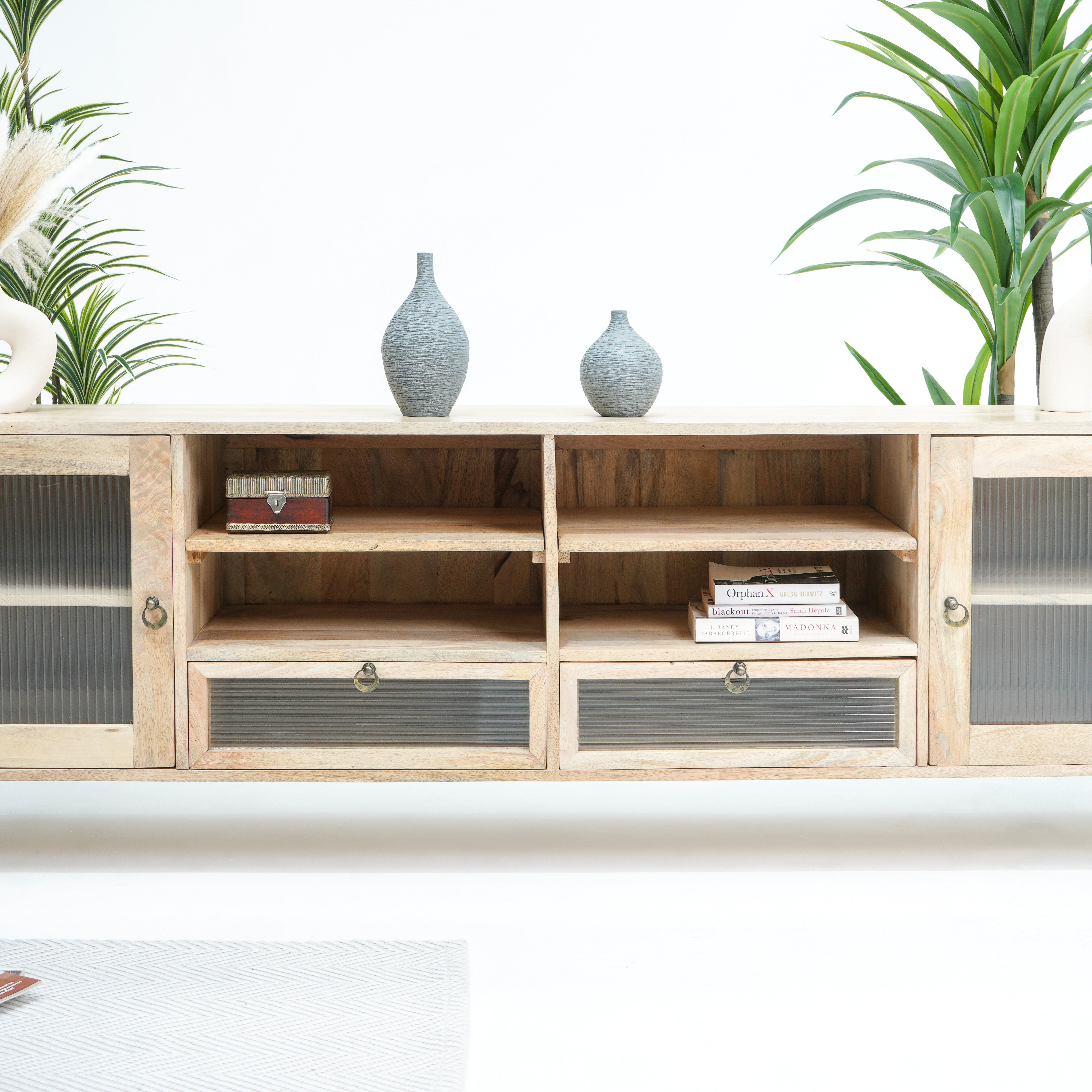 Lyon Glass door and drawer Tv stand