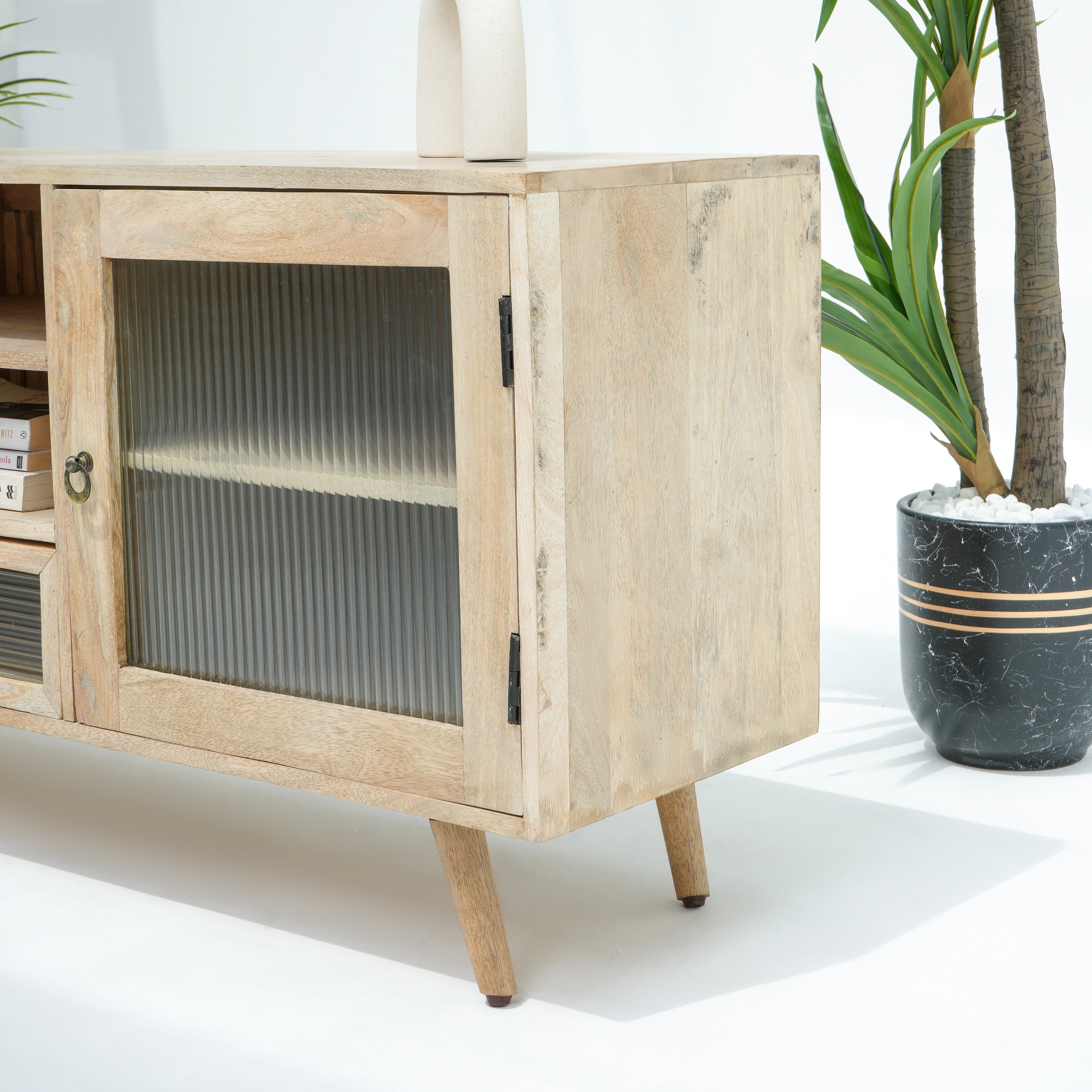 Lyon Glass door and drawer Tv stand
