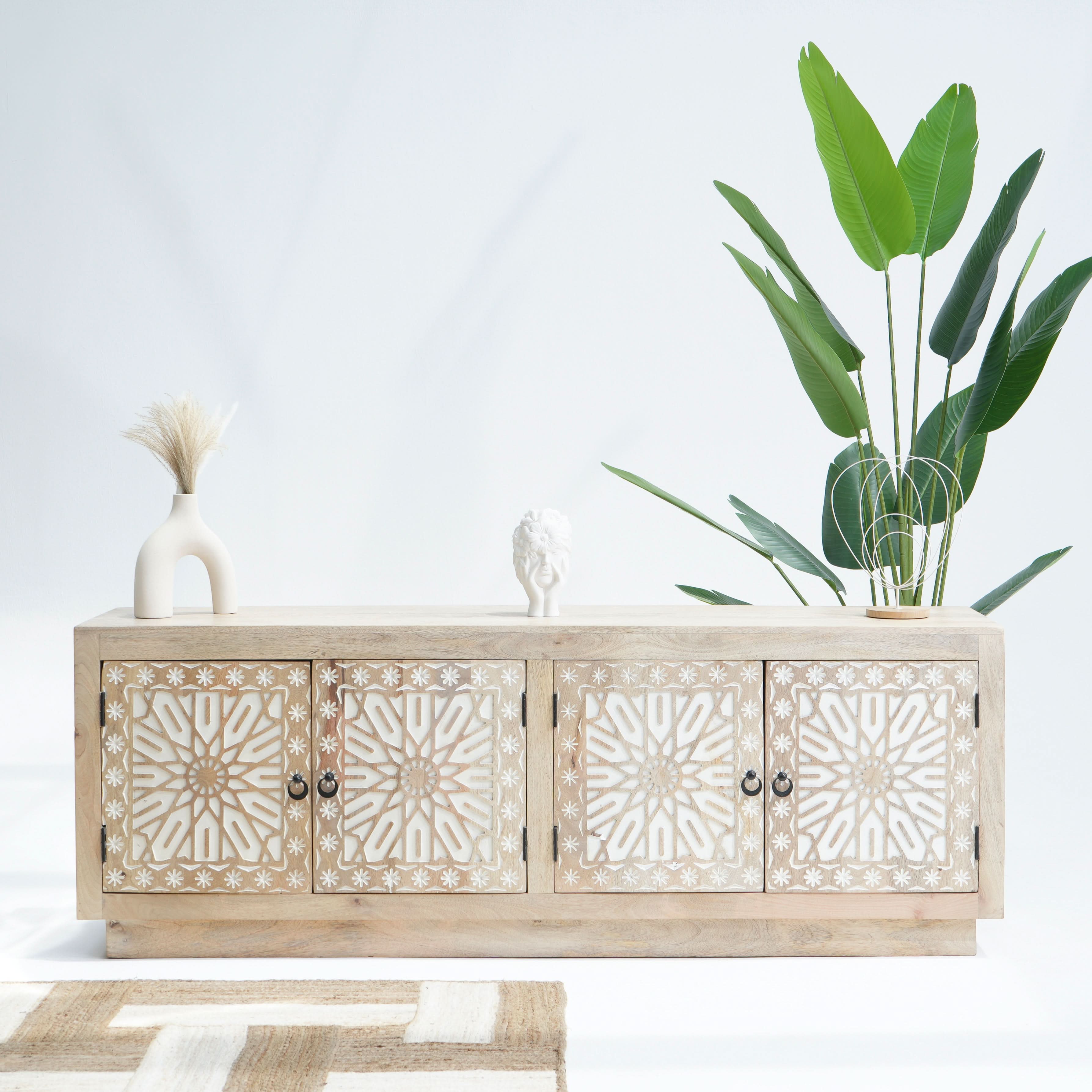 IVORY CNC DESIGN TV STAND - Art and craft furniture