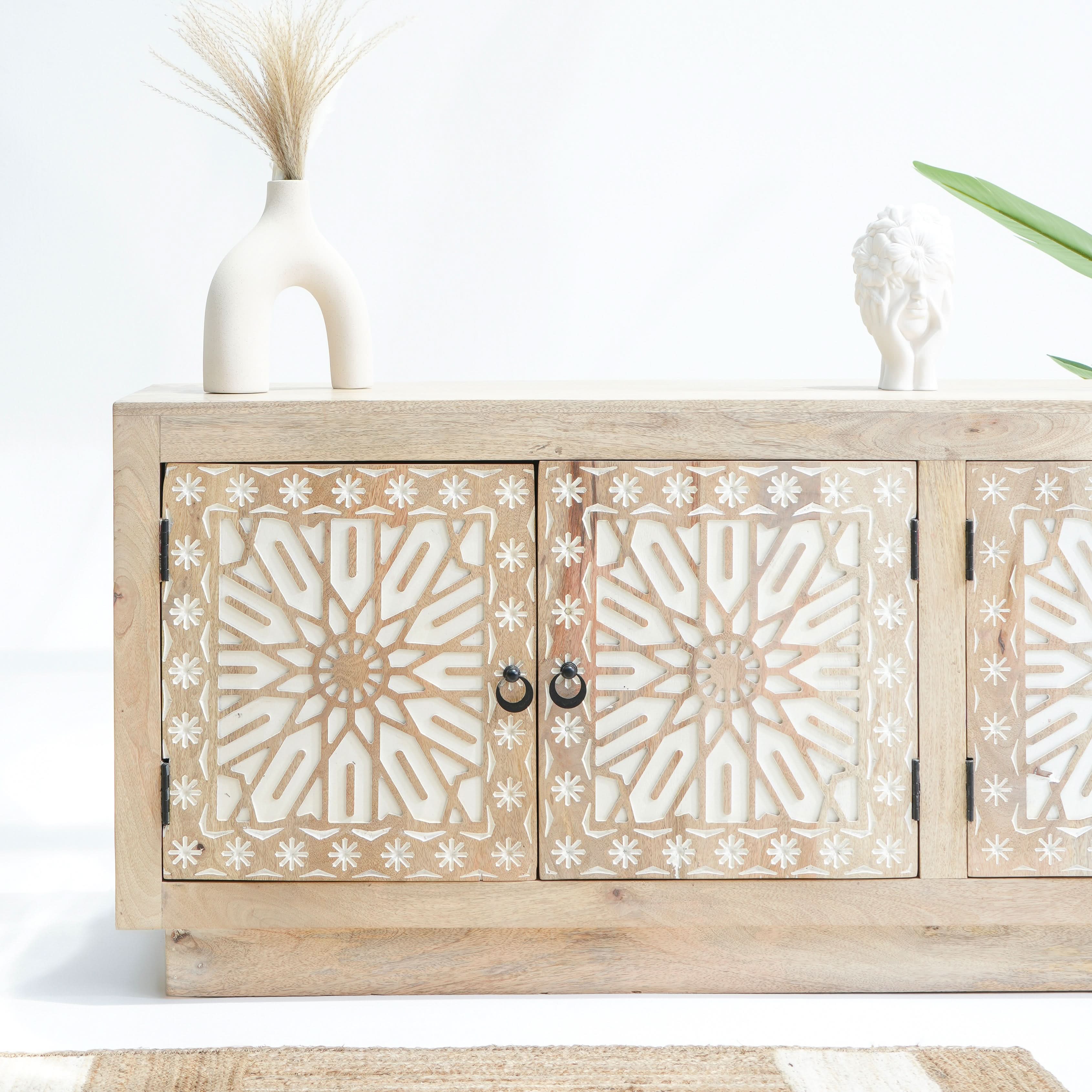 IVORY CNC DESIGN TV STAND - Art and craft furniture