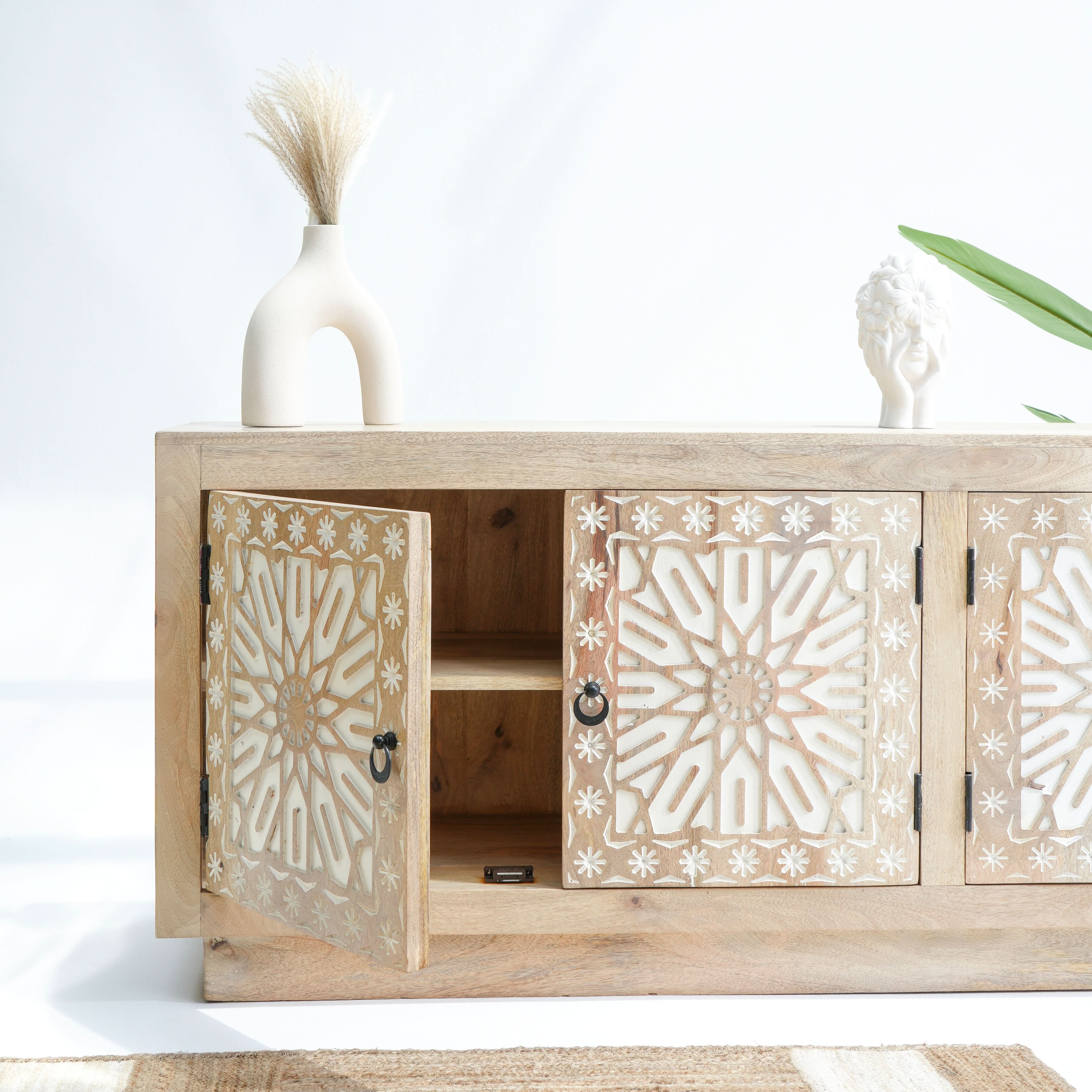 IVORY CNC DESIGN TV STAND - Art and craft furniture
