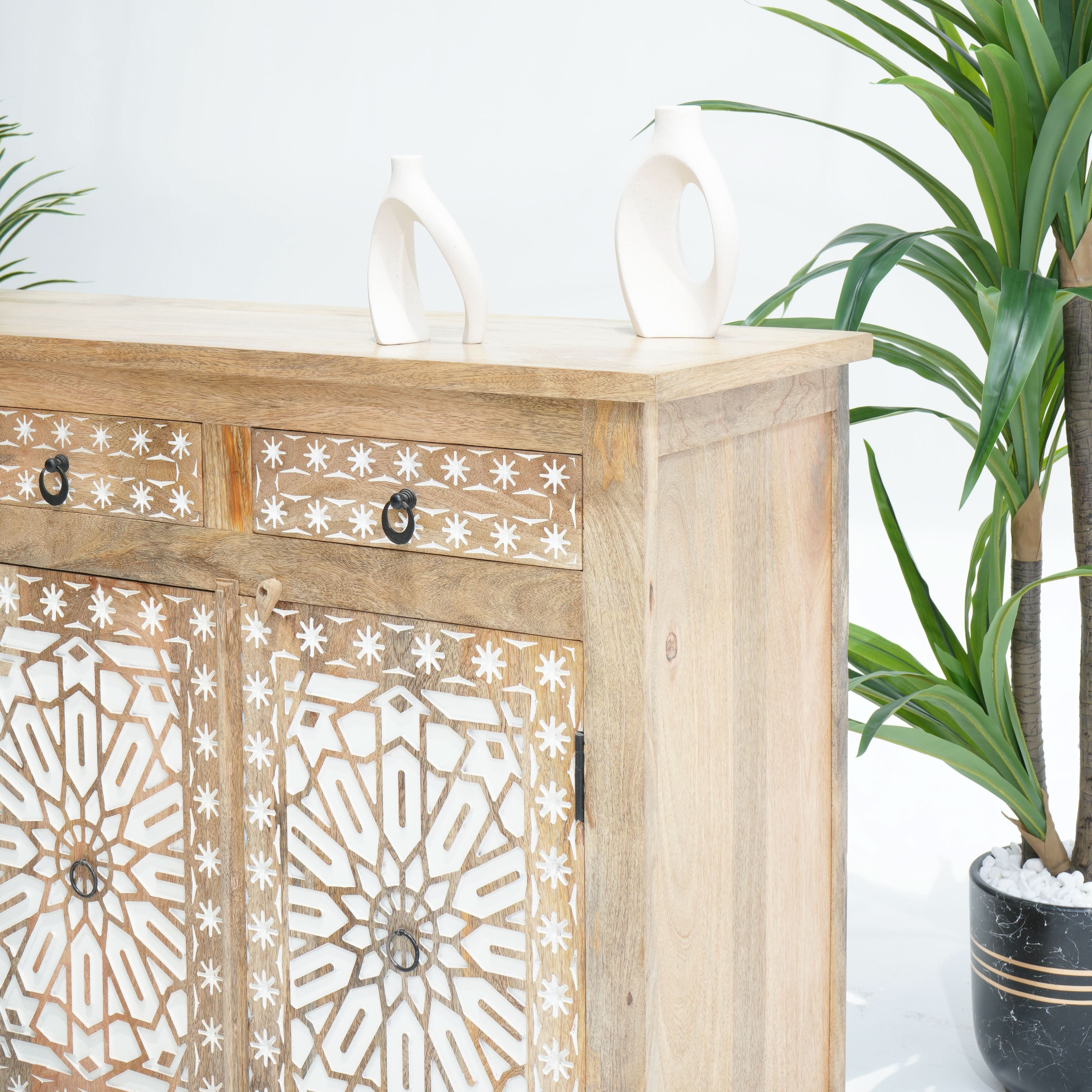 IVORY CNC DESIGN FOUR DOOR FOUR DRAWER SIDEBOARD - Art and craft furniture