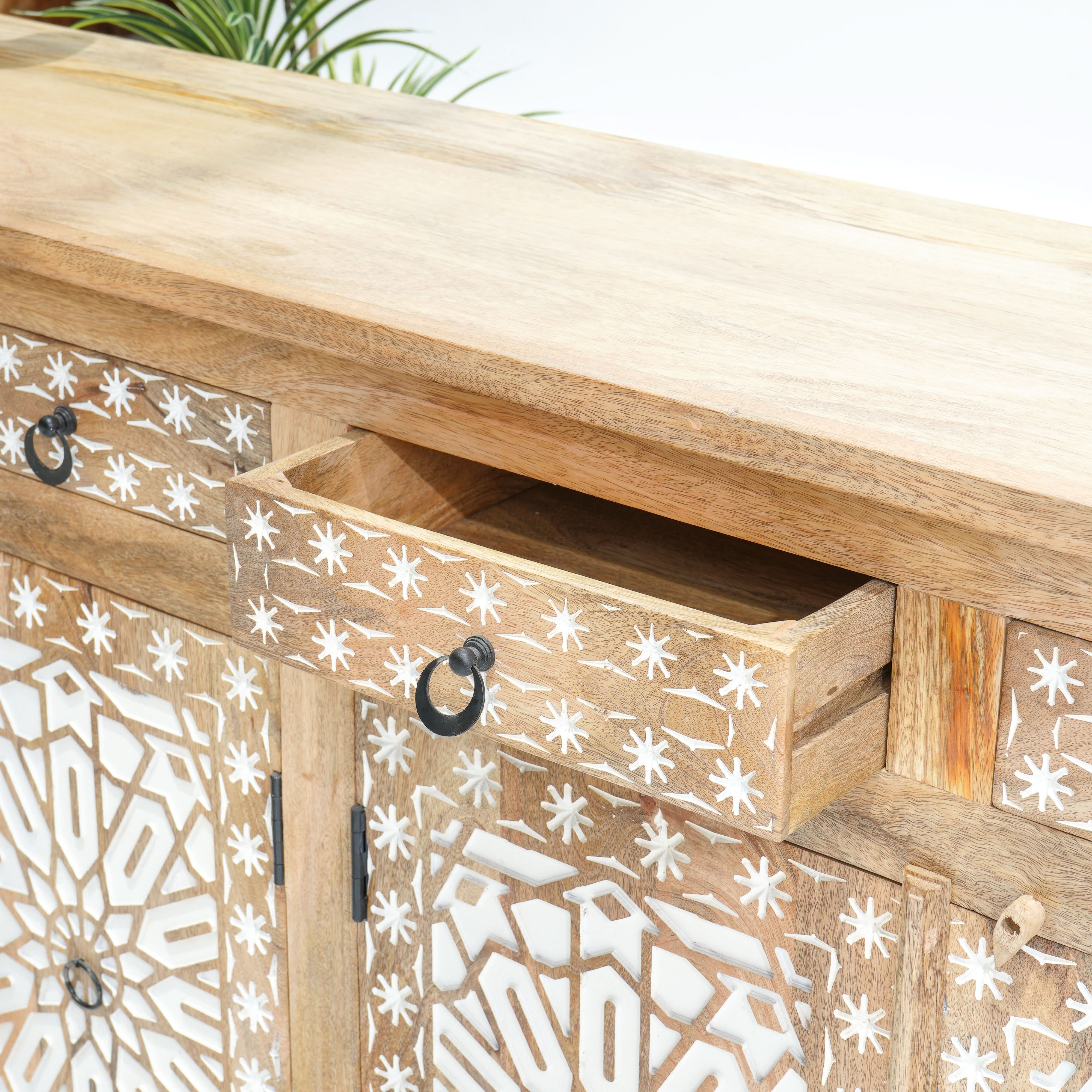 IVORY CNC DESIGN FOUR DOOR FOUR DRAWER SIDEBOARD - Art and craft furniture