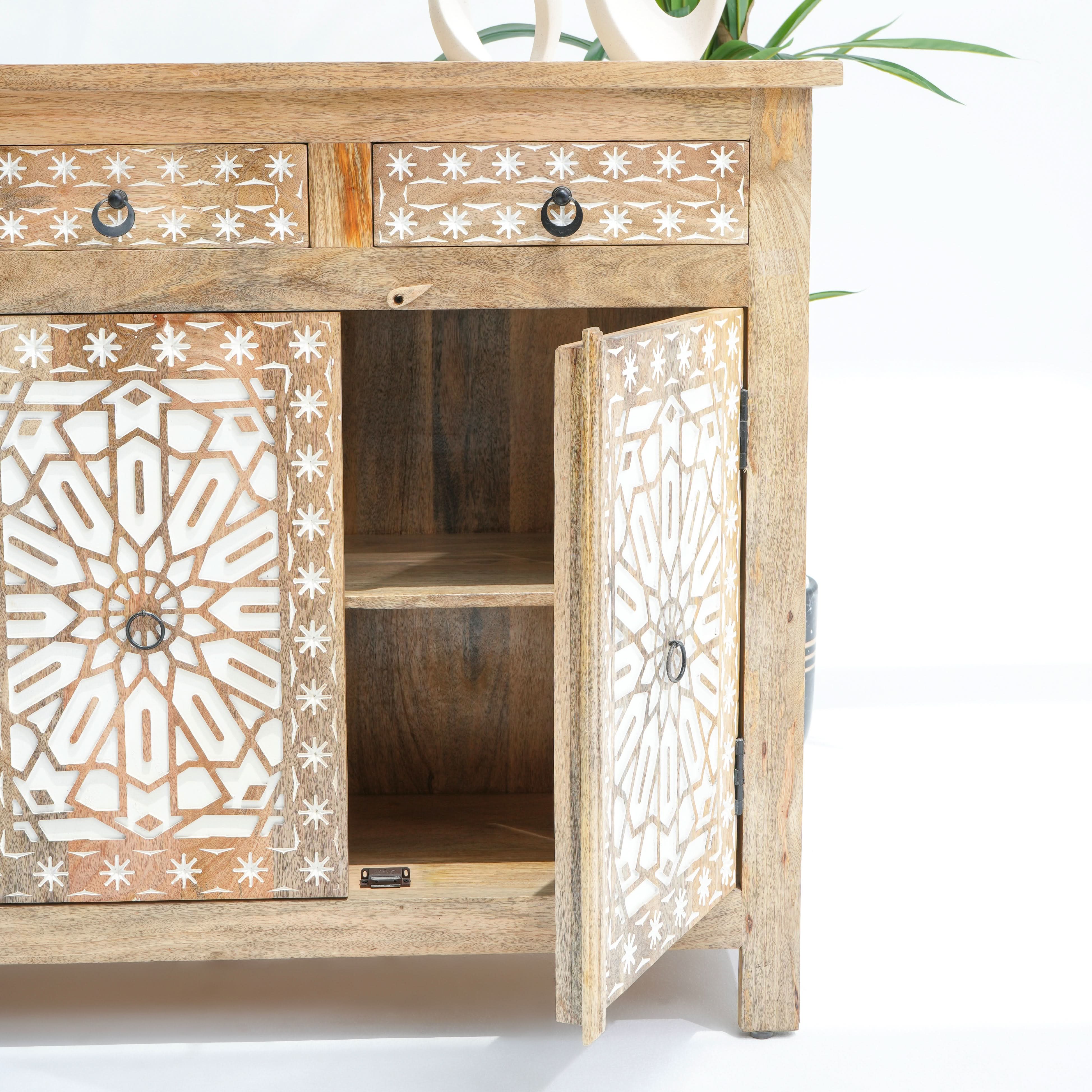 IVORY CNC DESIGN FOUR DOOR FOUR DRAWER SIDEBOARD - Art and craft furniture