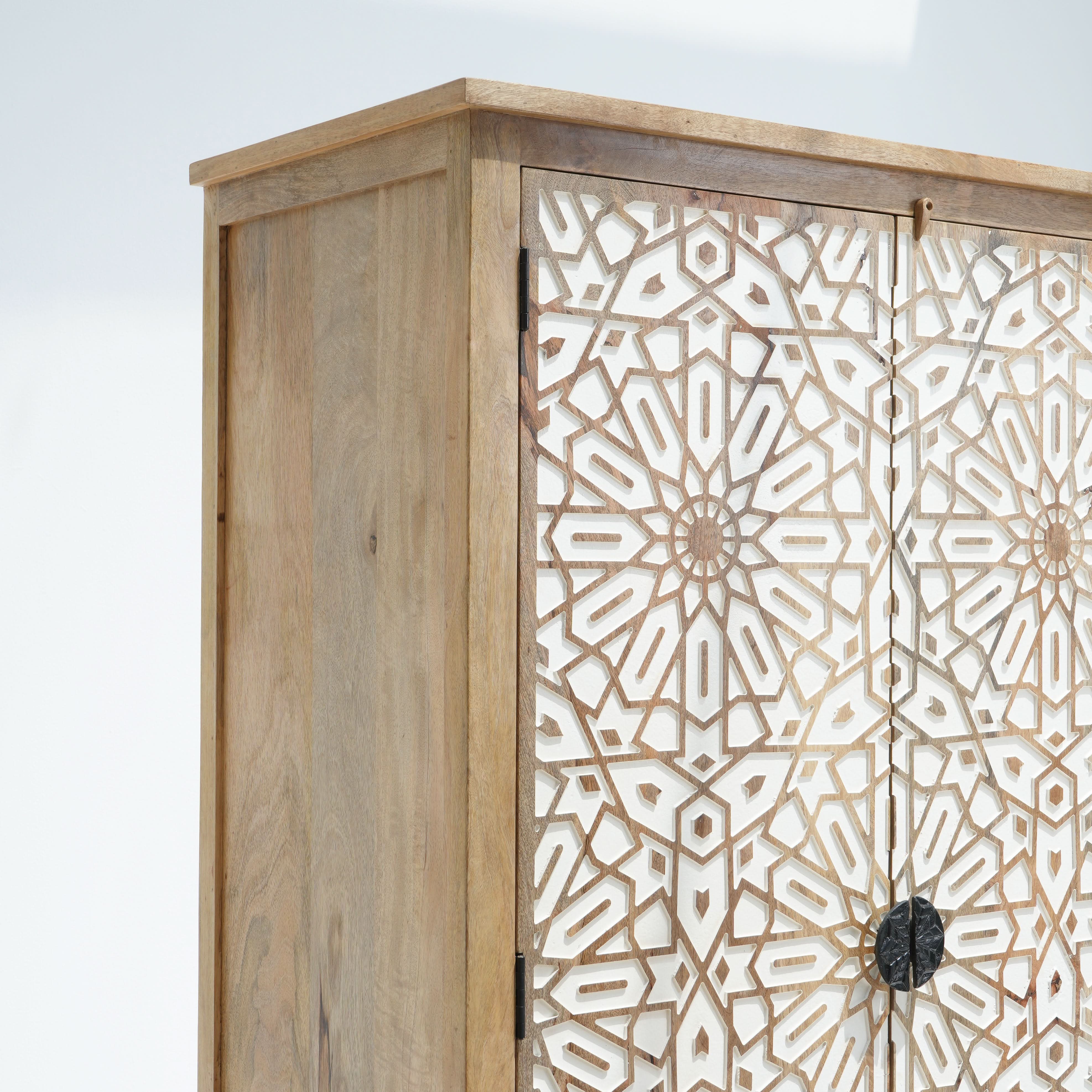 IVORY CNC DESIGN TWO DOOR AND ONE DRAWER CABINET - Art and craft furniture
