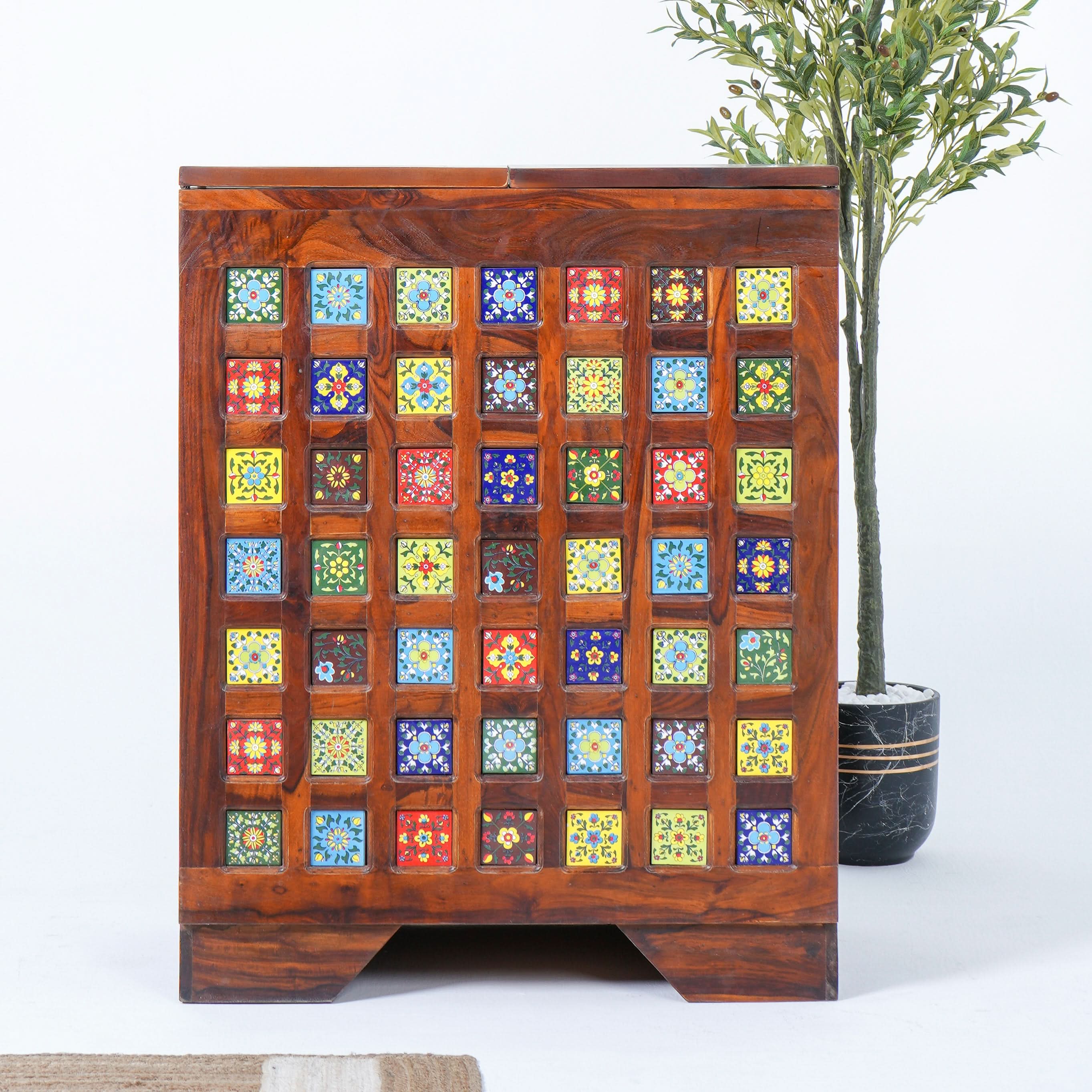 THE RETRO ROOM TILE-FITTED FOLDING BAR COUNTER - Art and craft furniture