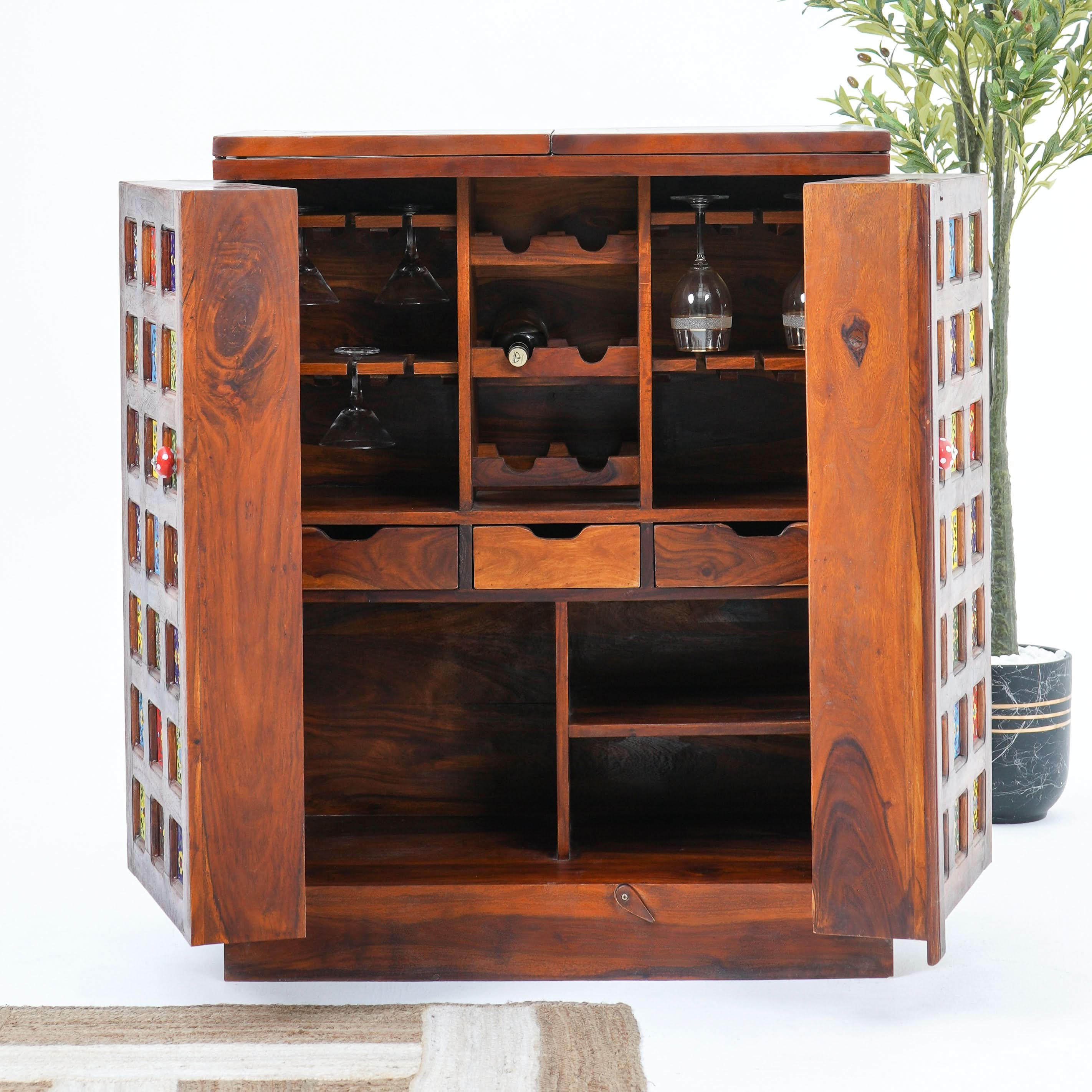 THE RETRO ROOM TILE-FITTED FOLDING BAR COUNTER - Art and craft furniture