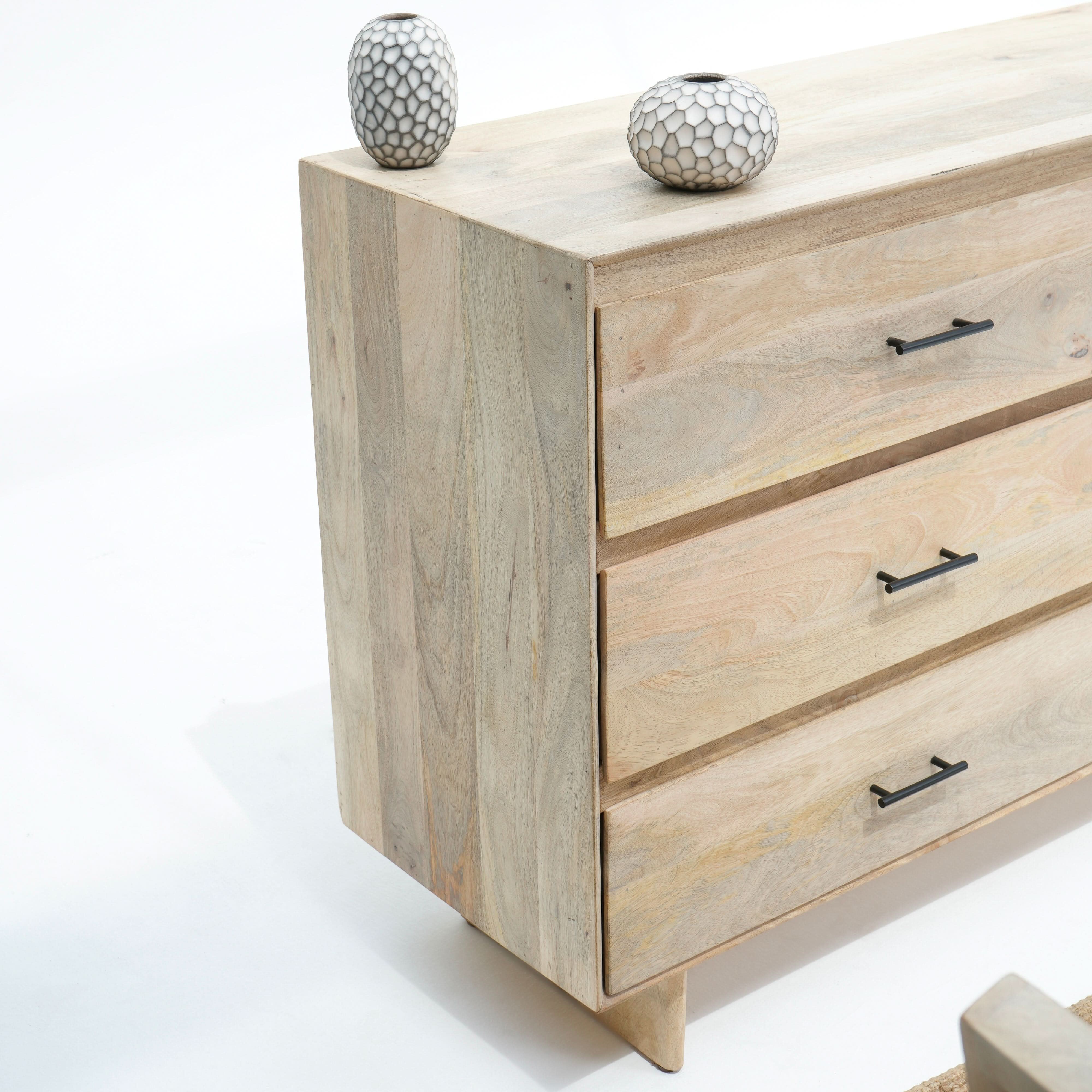 AUREVO PLAIN FINISH SIX DRAWER DRESSER - Art and craft furniture