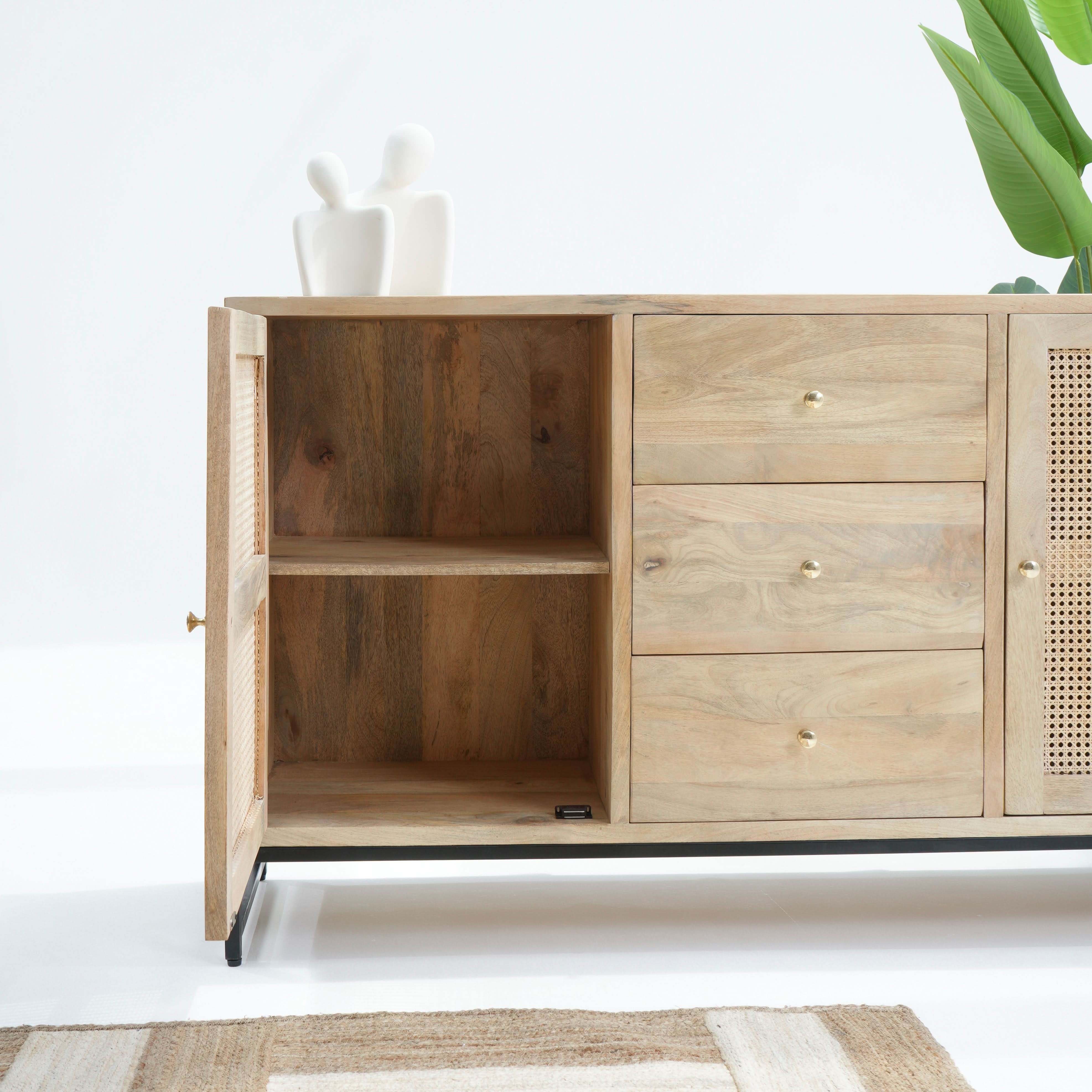 CANOVIA CANE THREE DRAWER TWO DOOR SIDEBOARD - Art and craft furniture