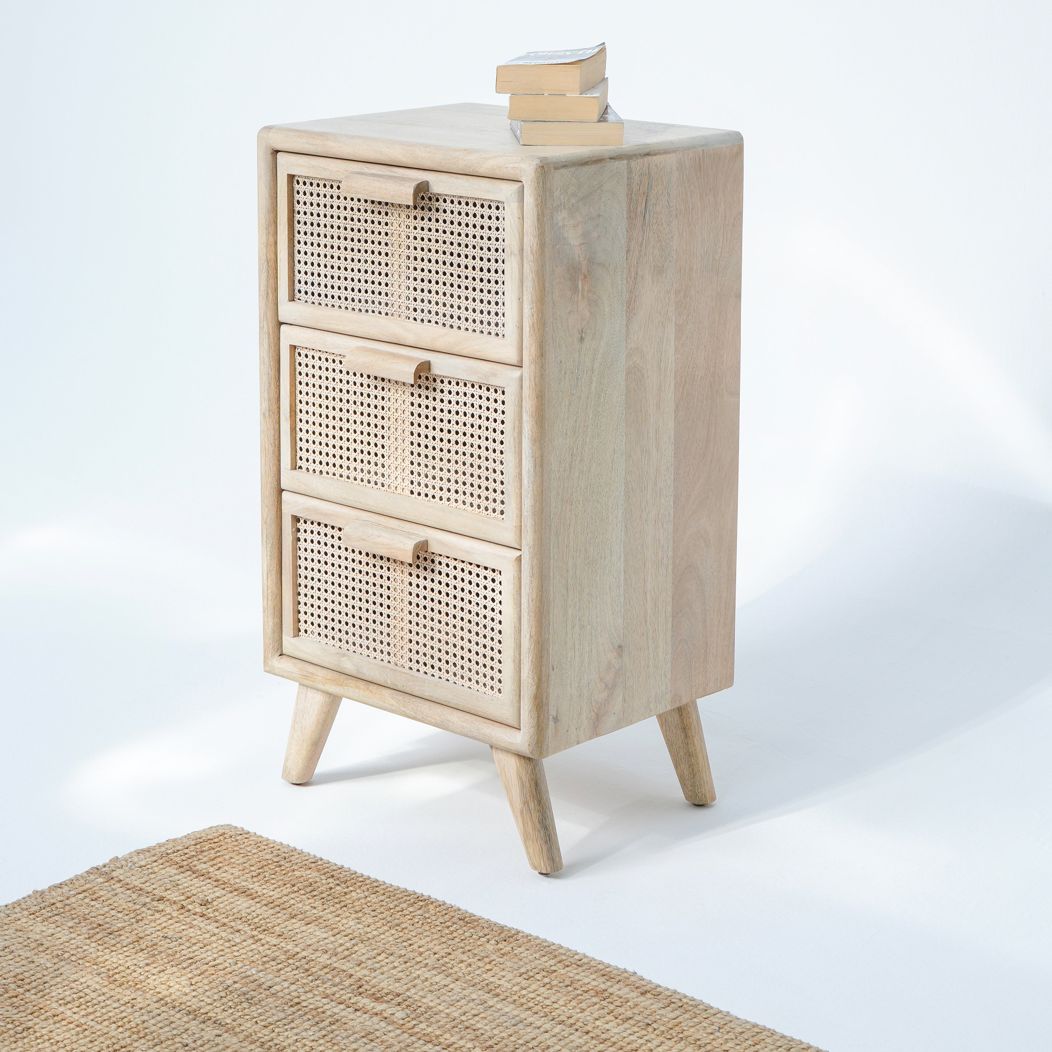 Sunshine Coast three drawer cane drawchest
