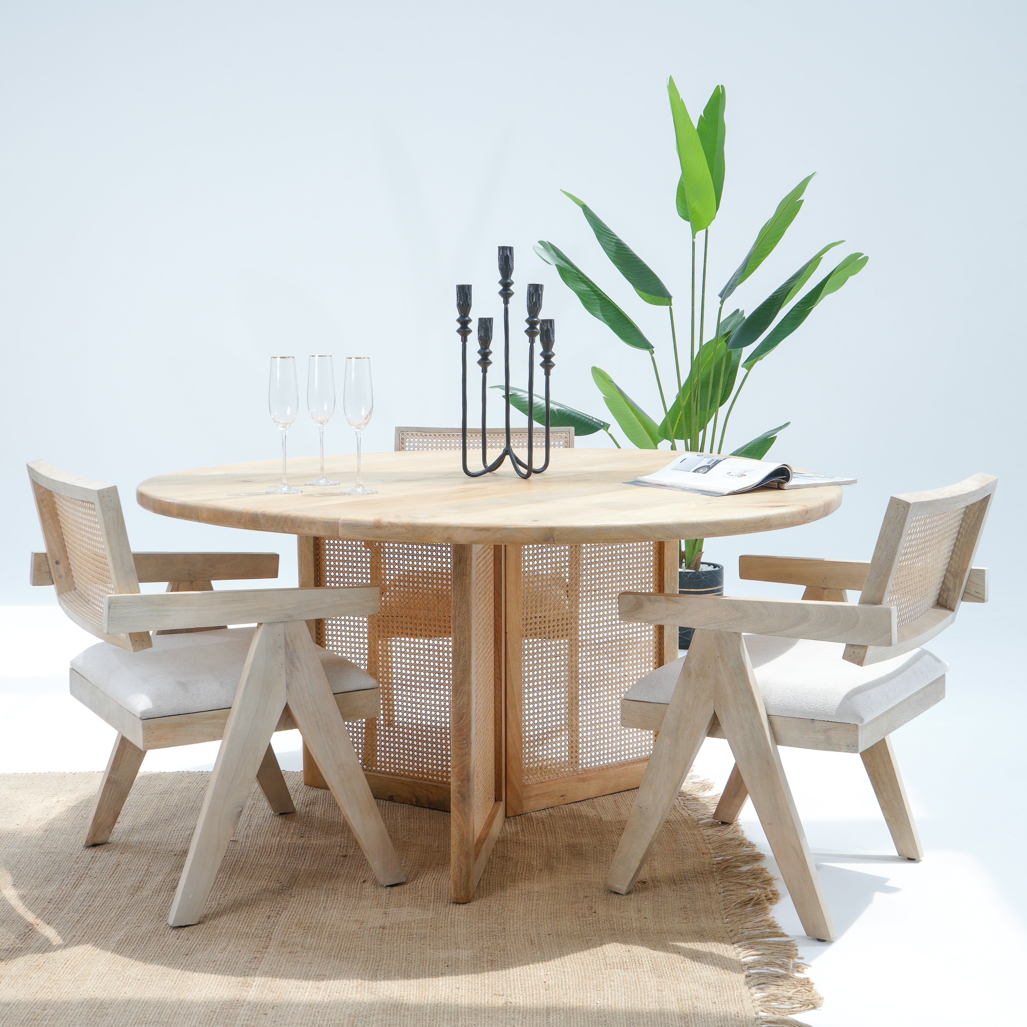 Prague Twilight Round Top Cane Legs Dining Table