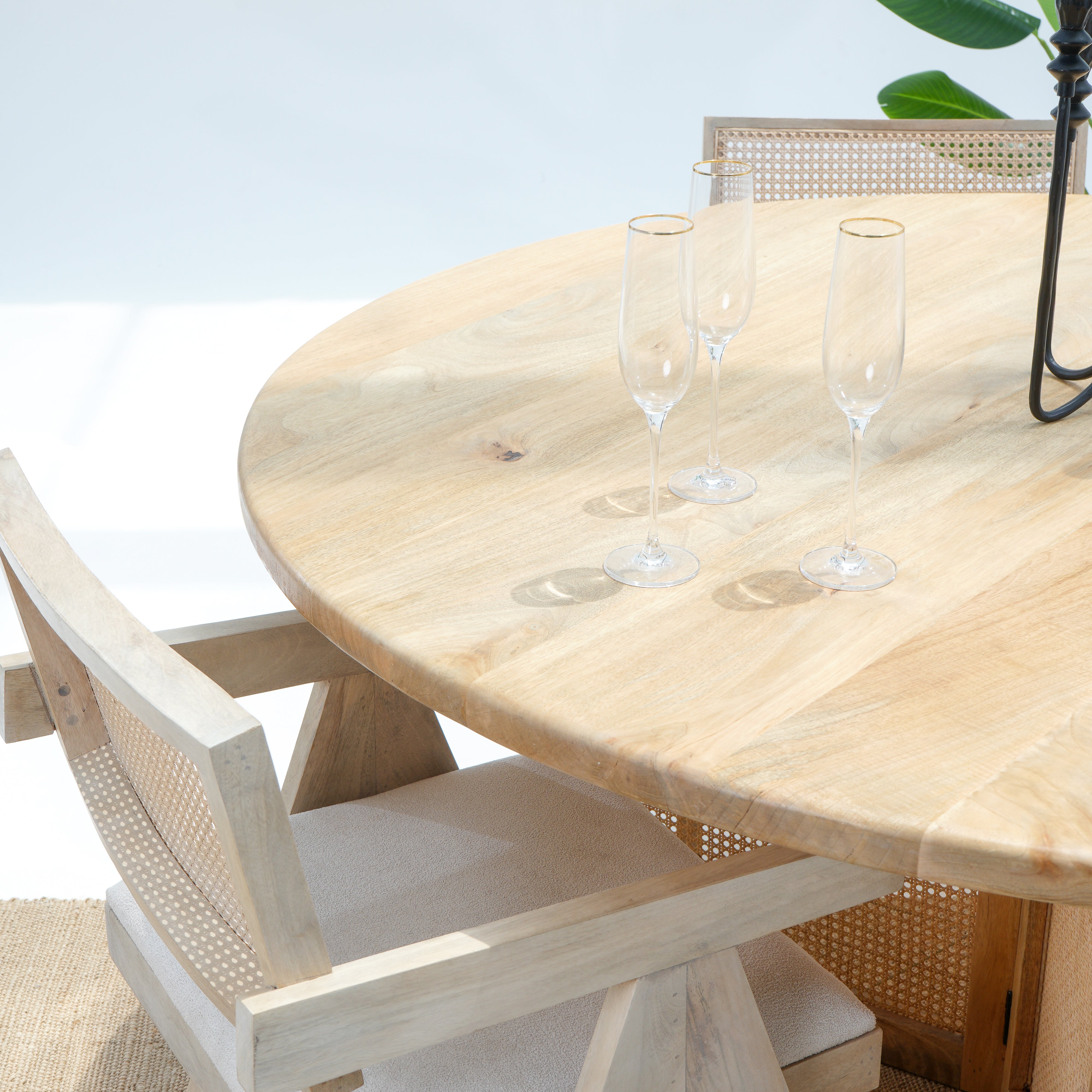 Prague Twilight Round Top Cane Legs Dining Table