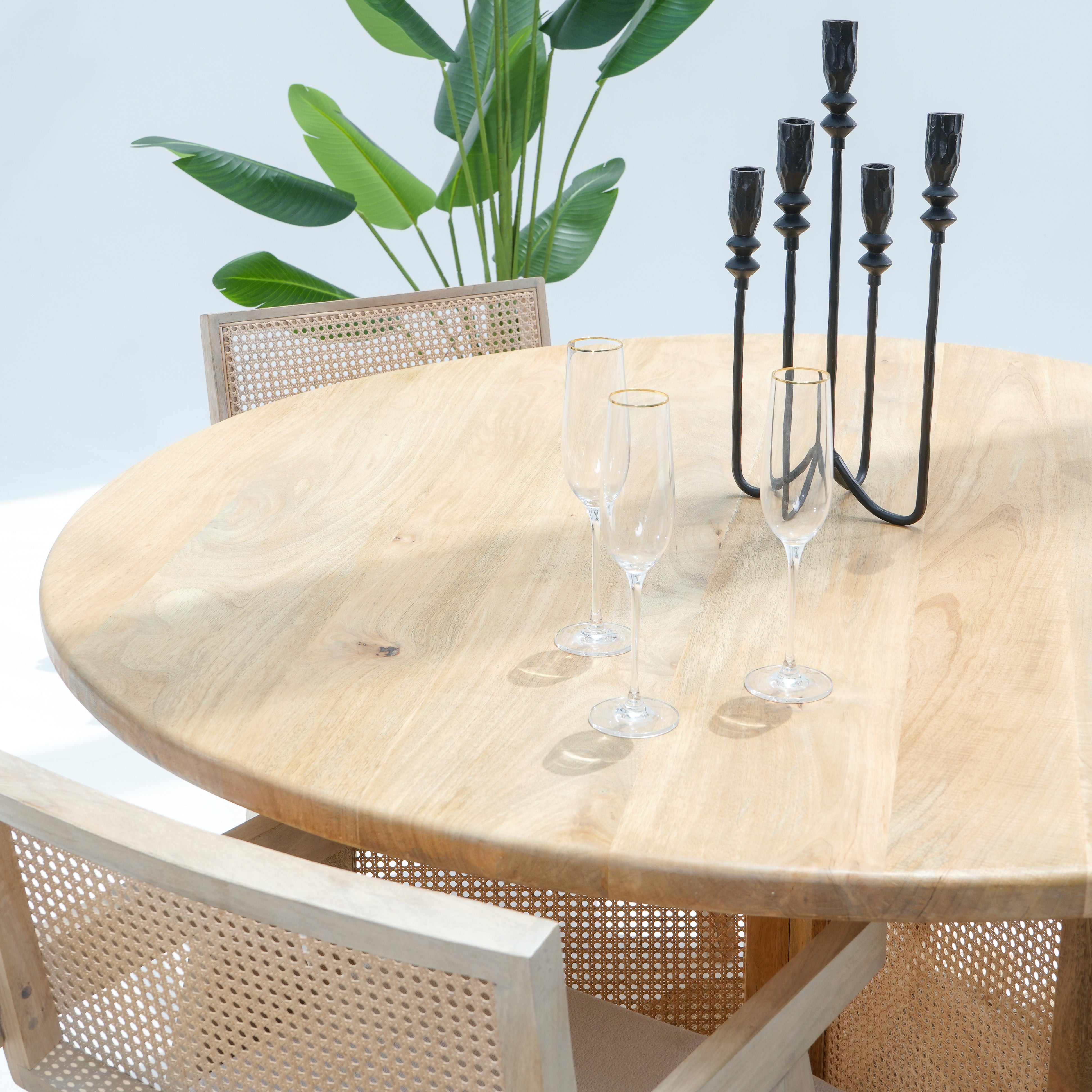 Prague Twilight Round Top Cane Legs Dining Table