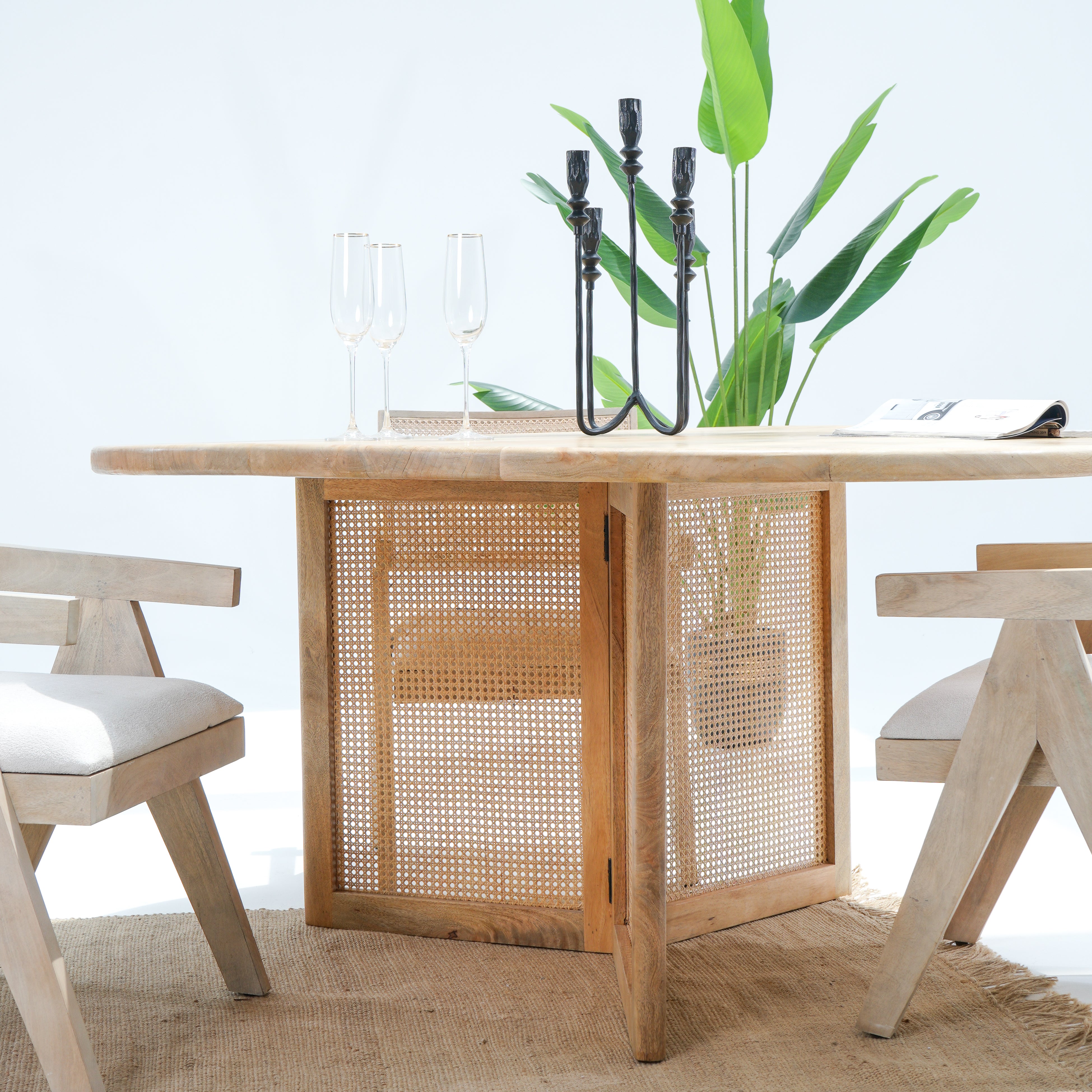 Prague Twilight Round Top Cane Legs Dining Table