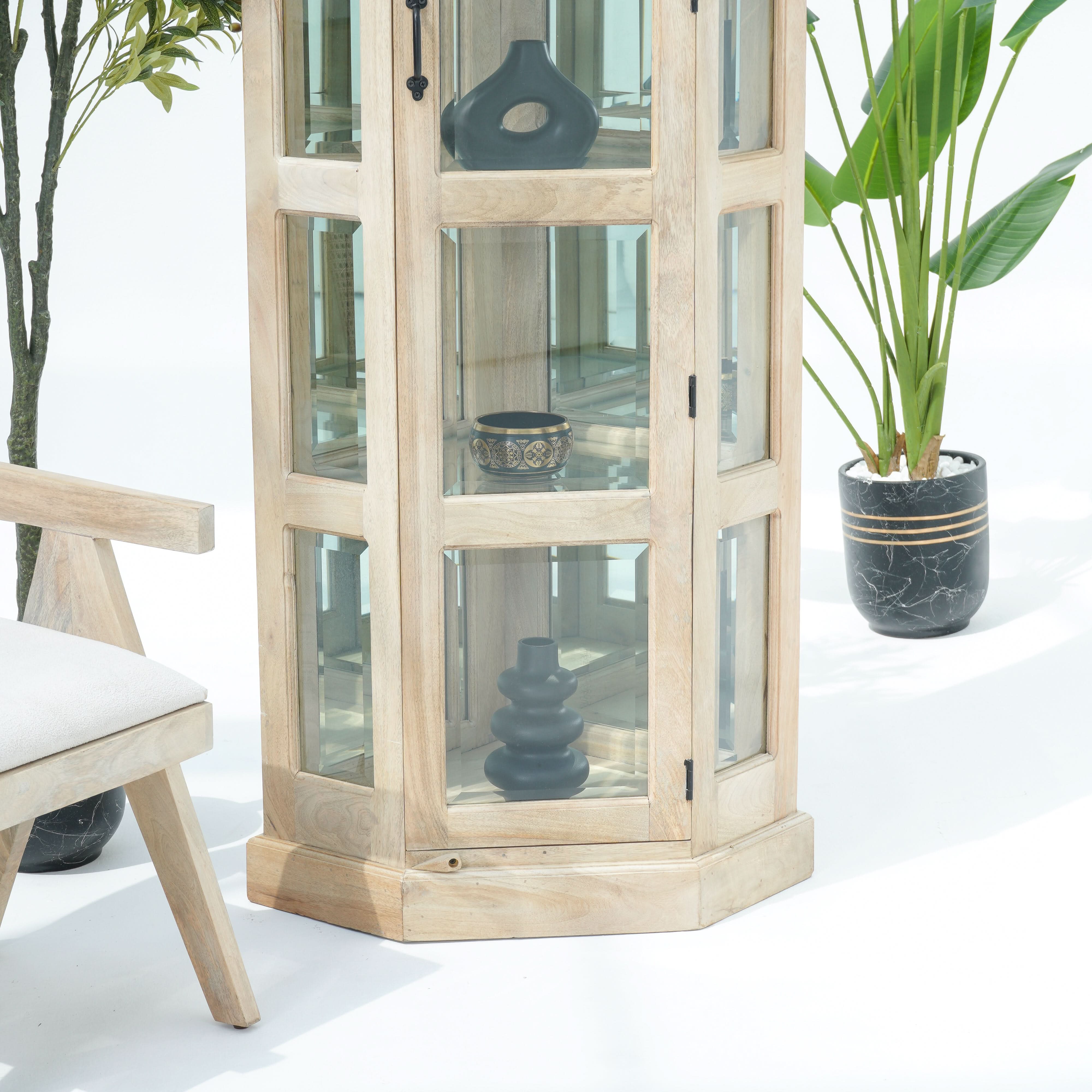 MANGO EDGE GLASS CORNER CABINET - Art and craft furniture