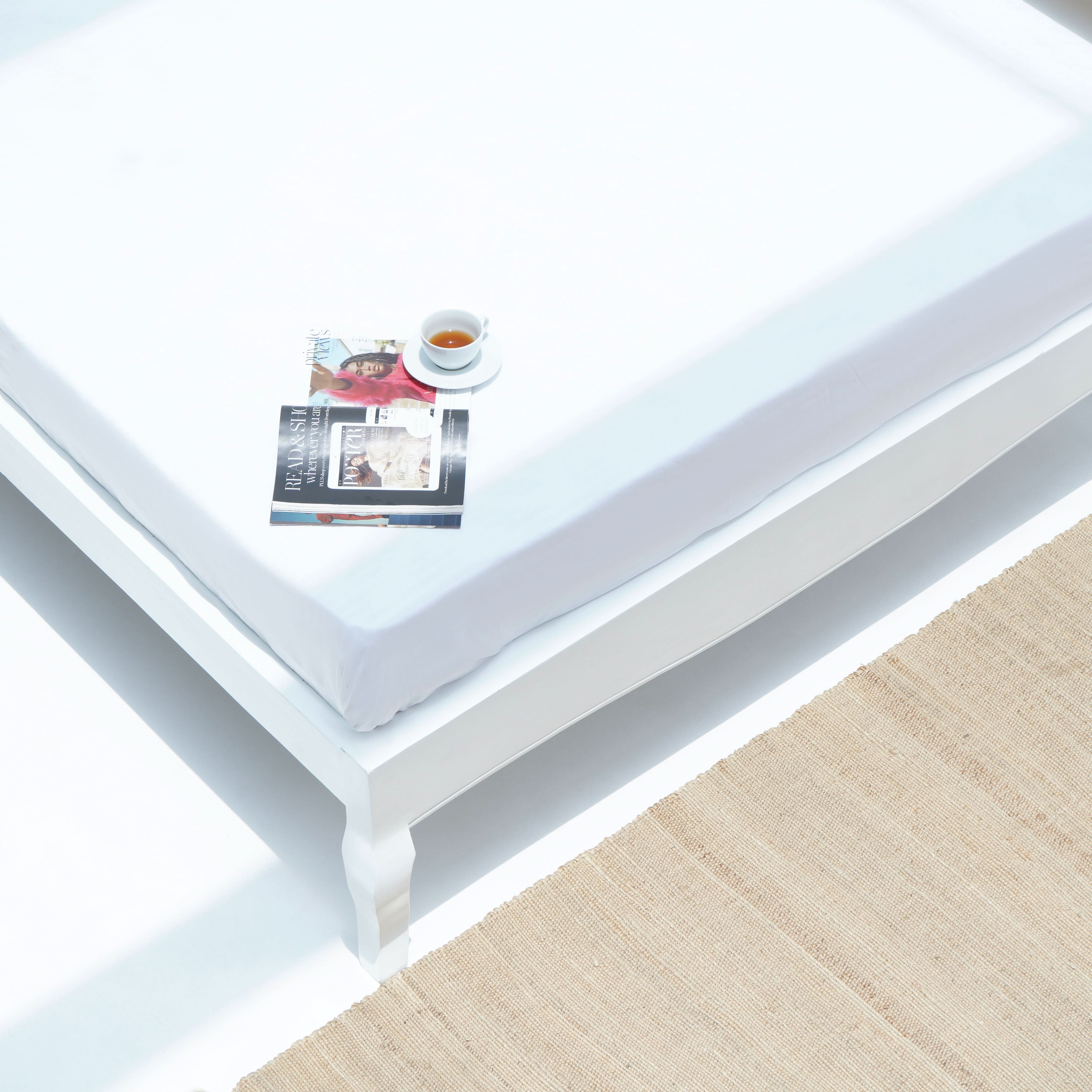 CANOVIA CANE WHITE WASH BED - Art and craft furniture