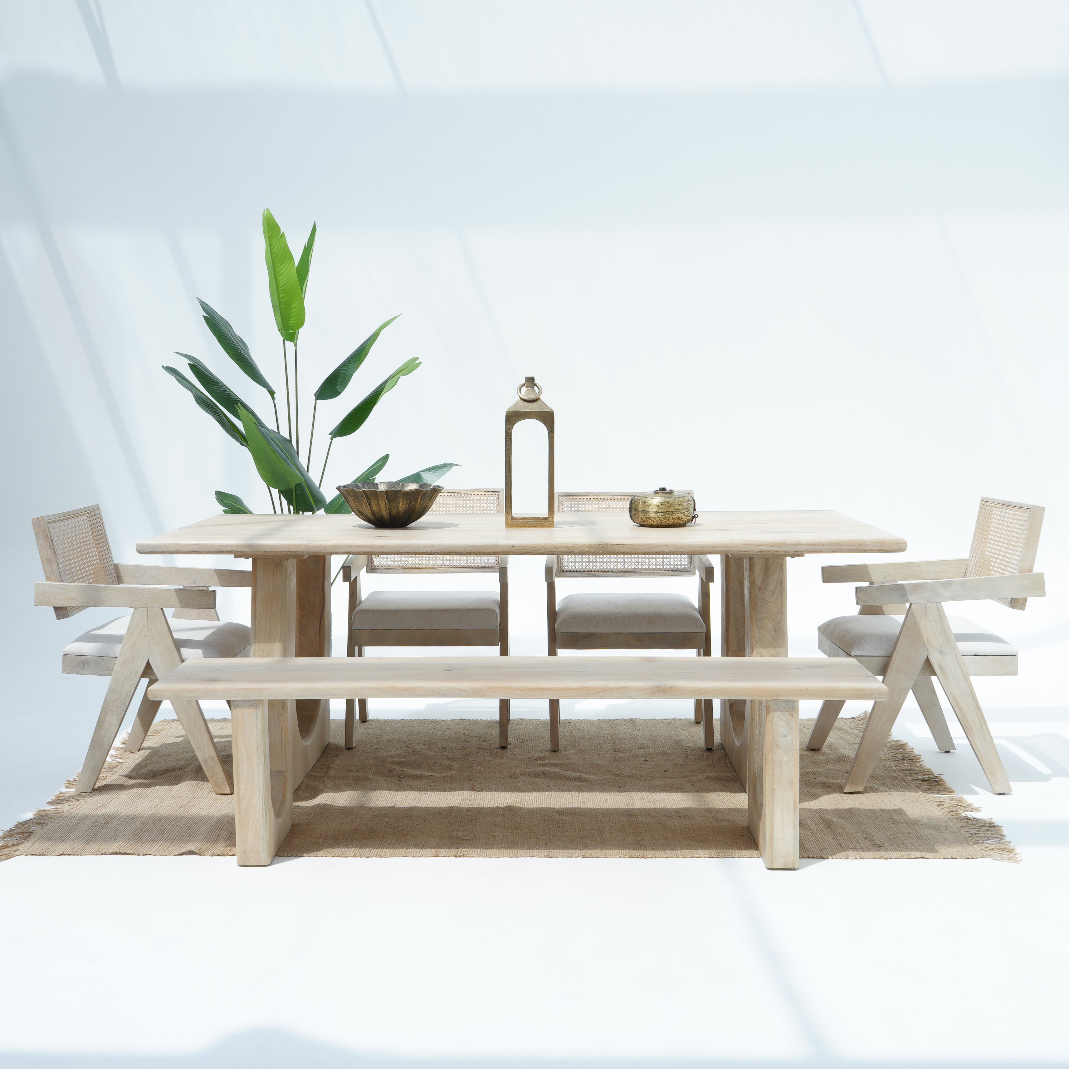 San Francisco Dream Mango Wood Plan Top With Wooden Leg Dining Table