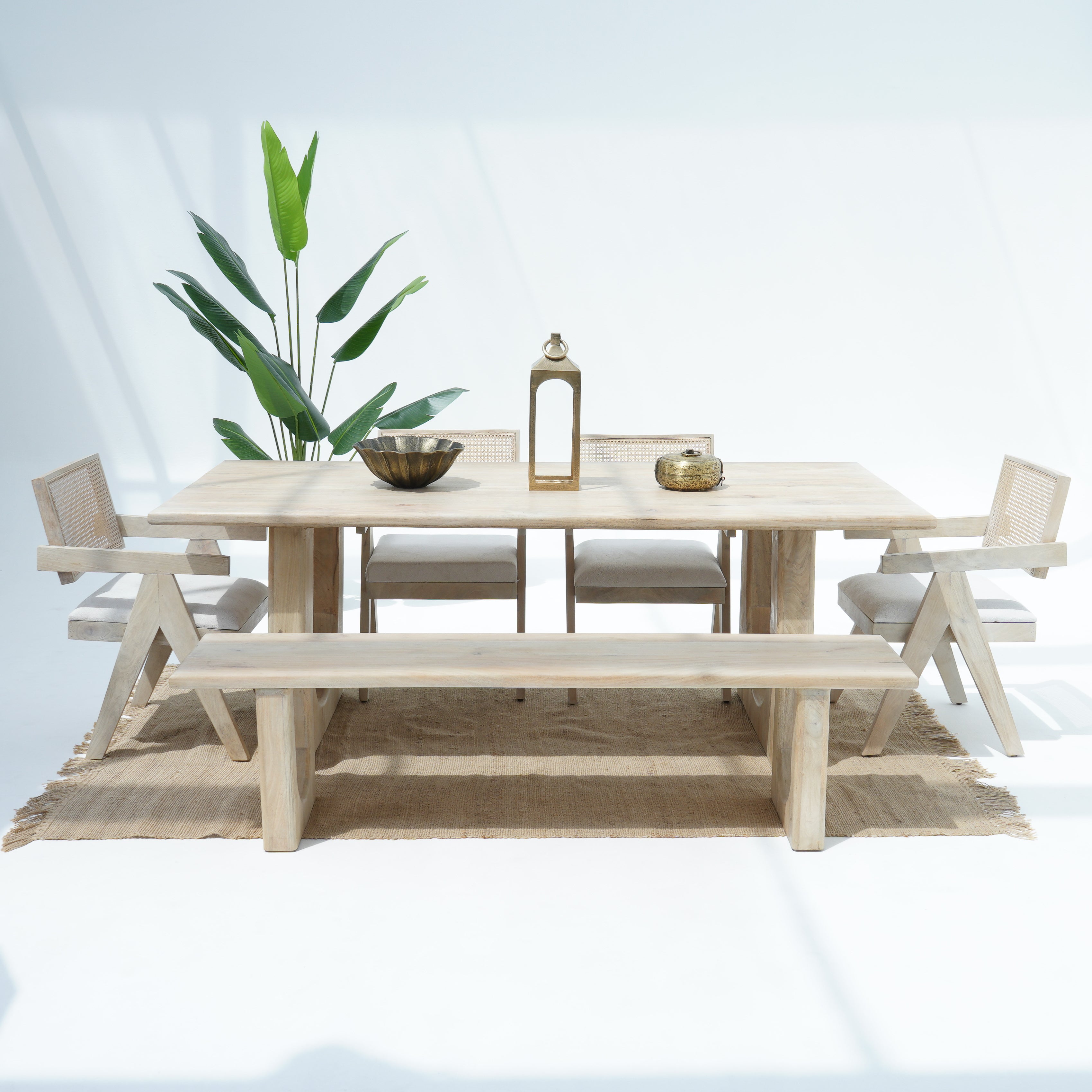 San Francisco Dream Mango Wood Plan Top With Wooden Leg Dining Table