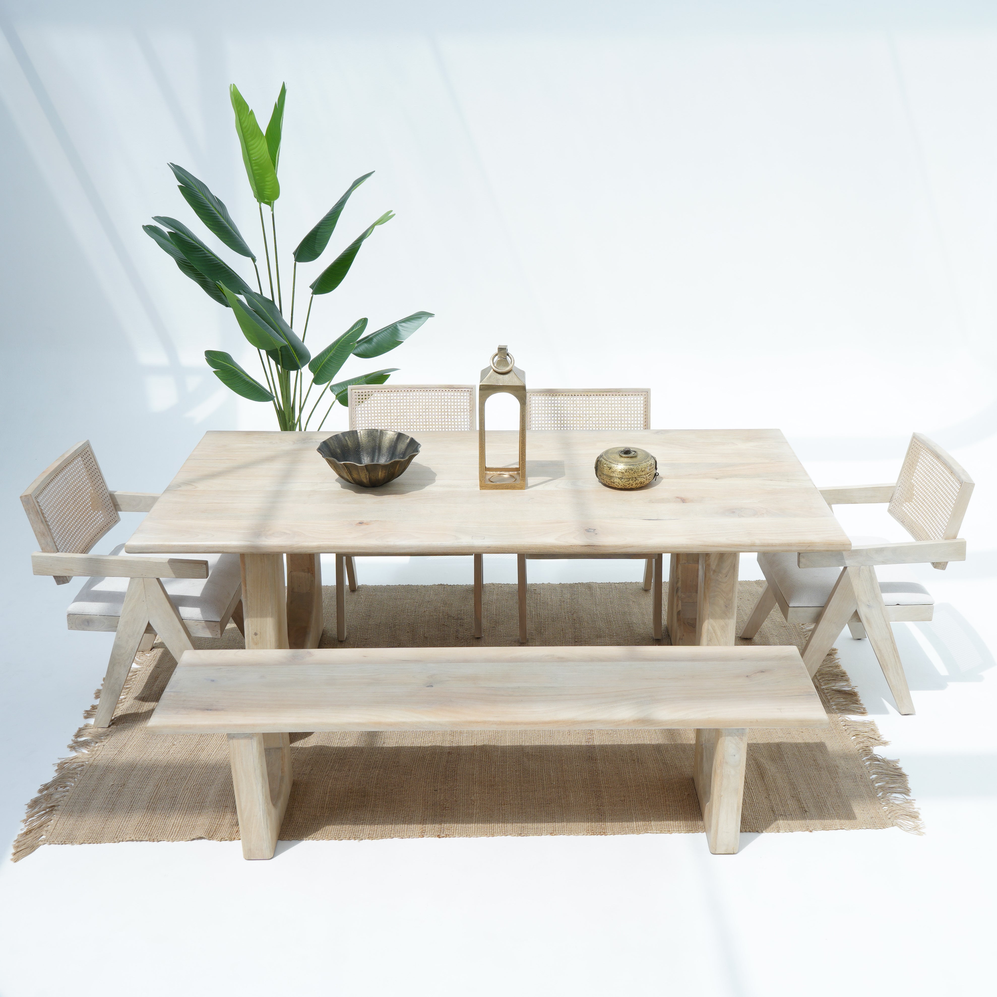 San Francisco Dream Mango Wood Plan Top With Wooden Leg Dining Table