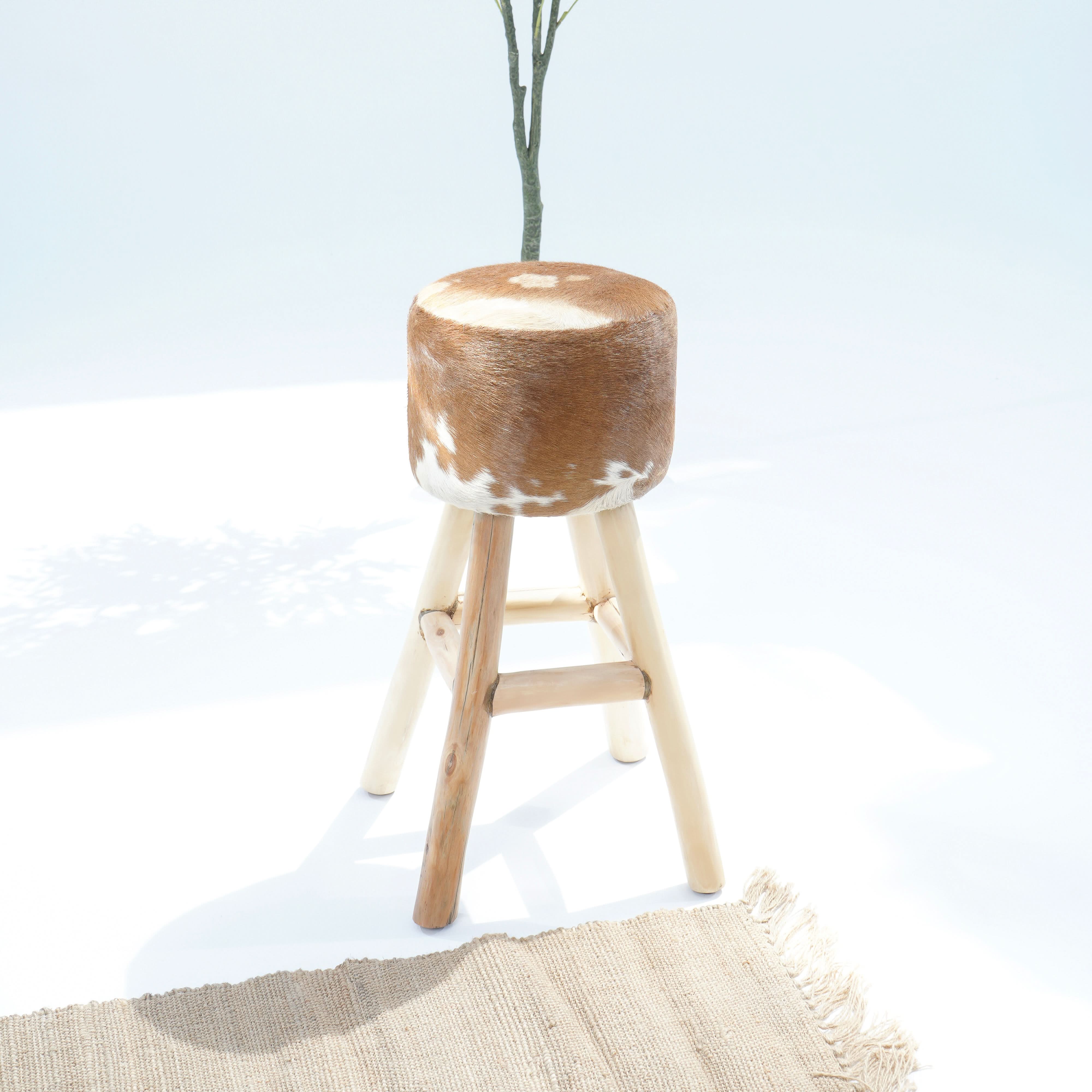 WOODEN LEATHER BAR STOOL - Art and craft furniture