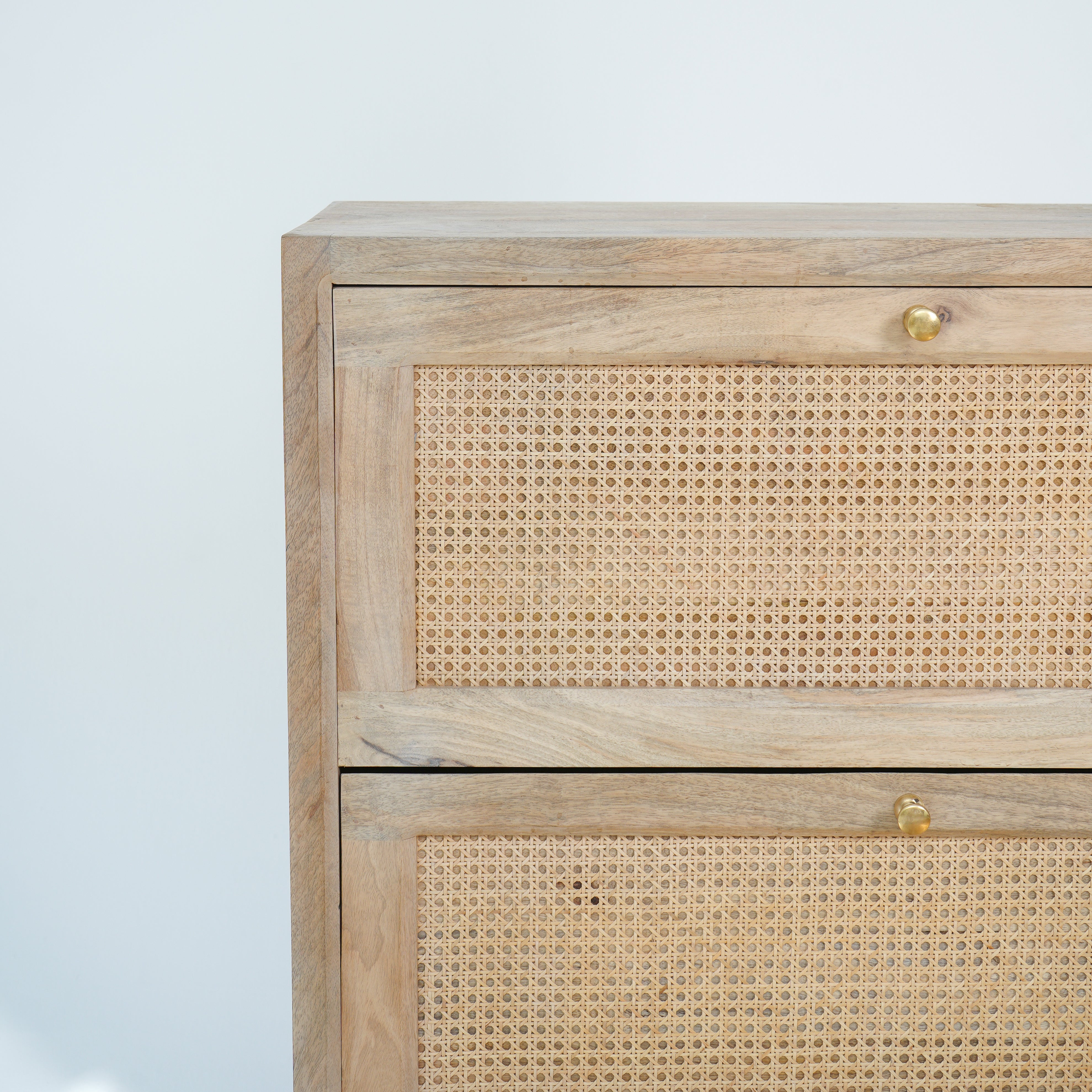 Wooden Rattan Shoe Rack