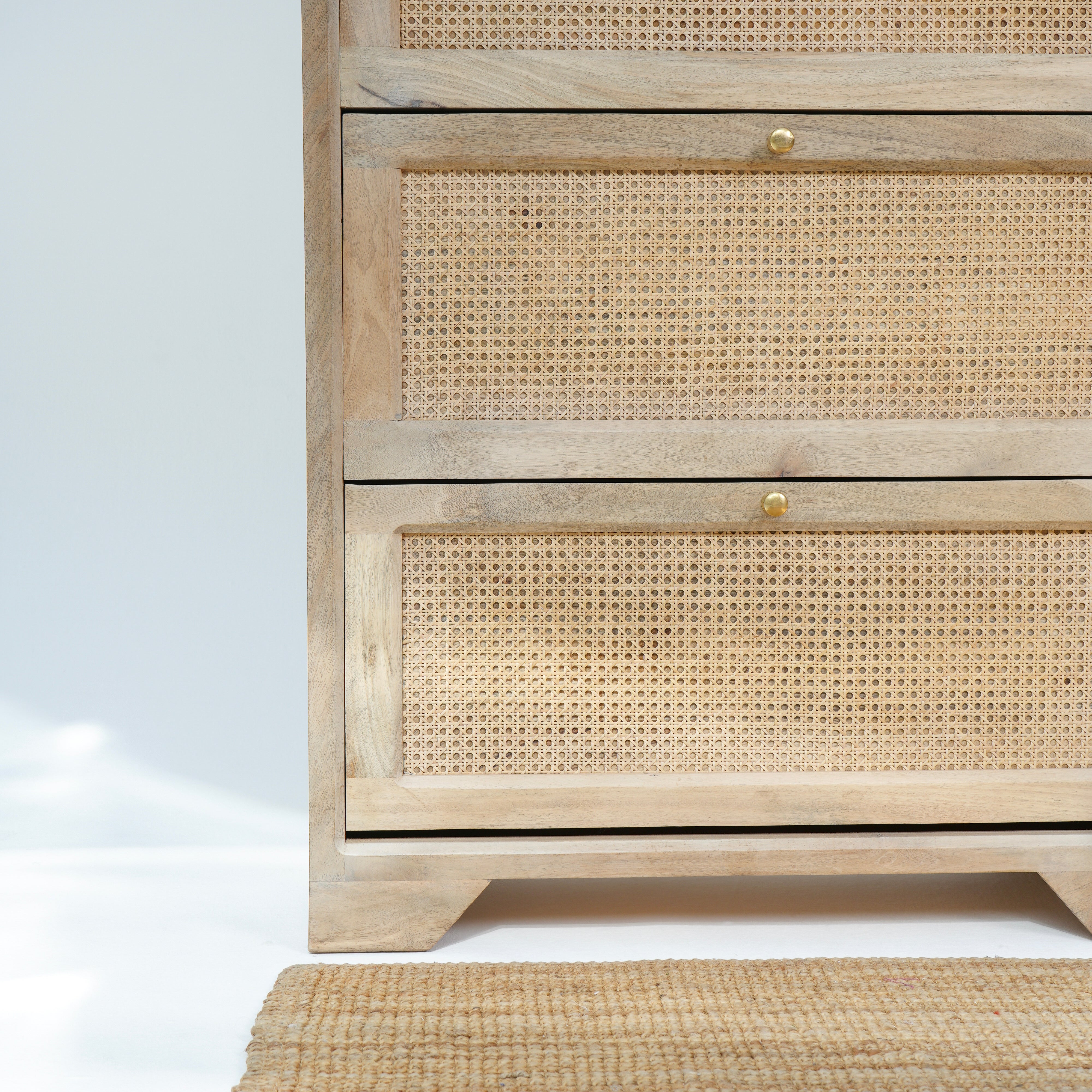 Wooden Rattan Shoe Rack