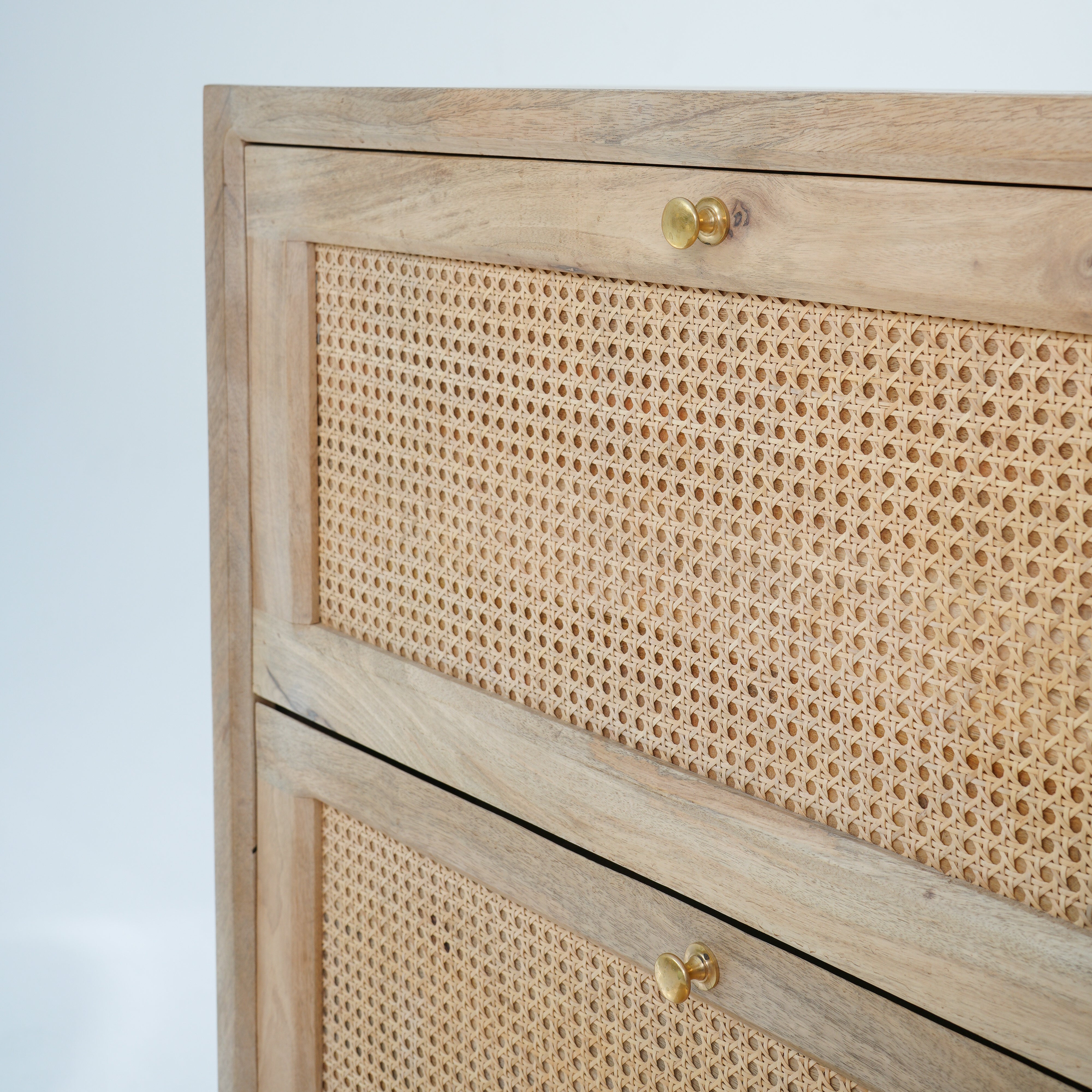 Wooden Rattan Shoe Rack
