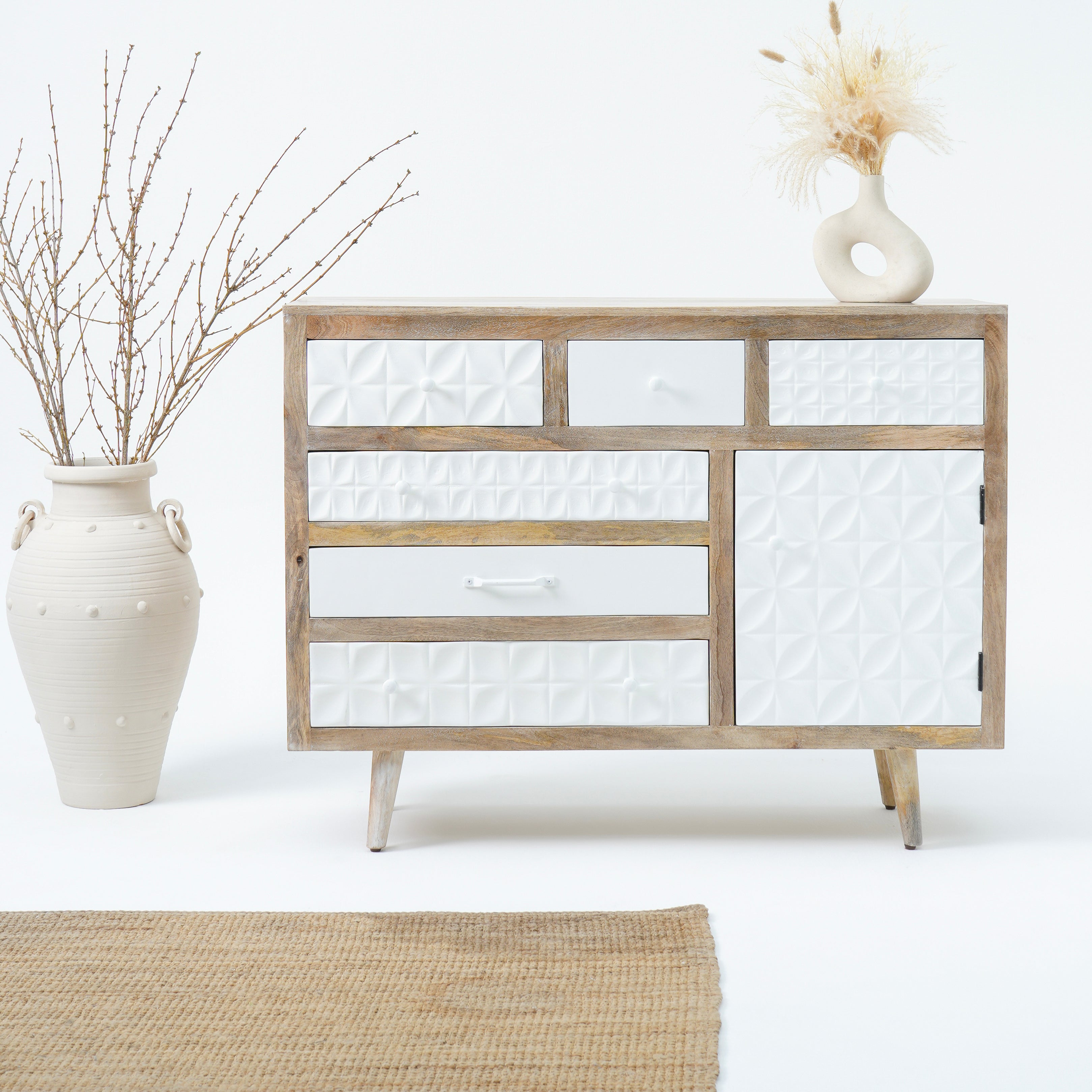 Verona six drawer one door sideboard