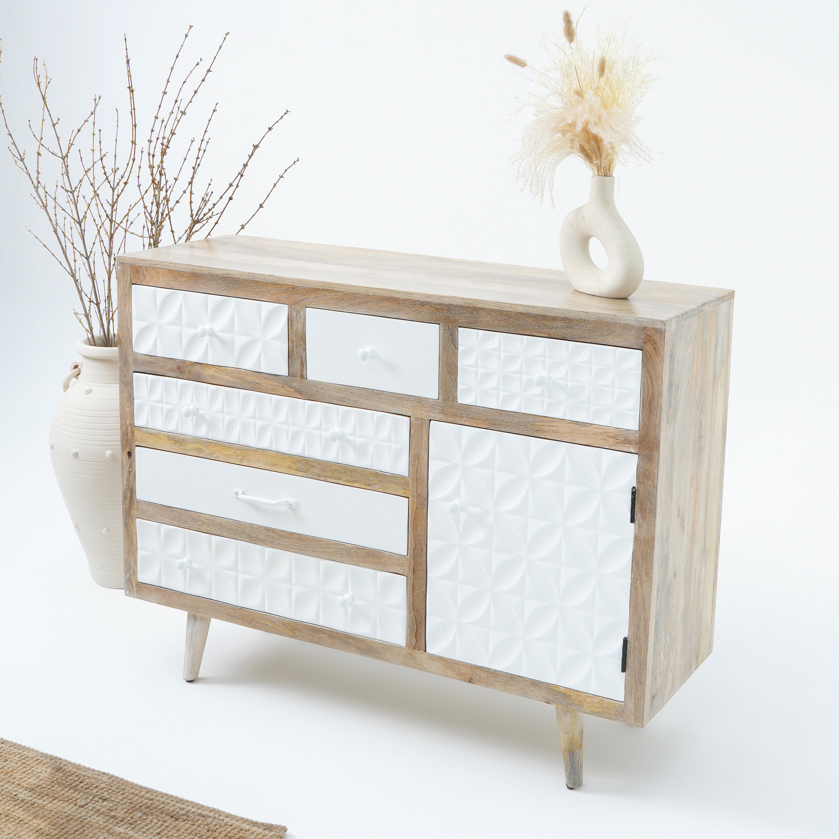Verona six drawer one door sideboard