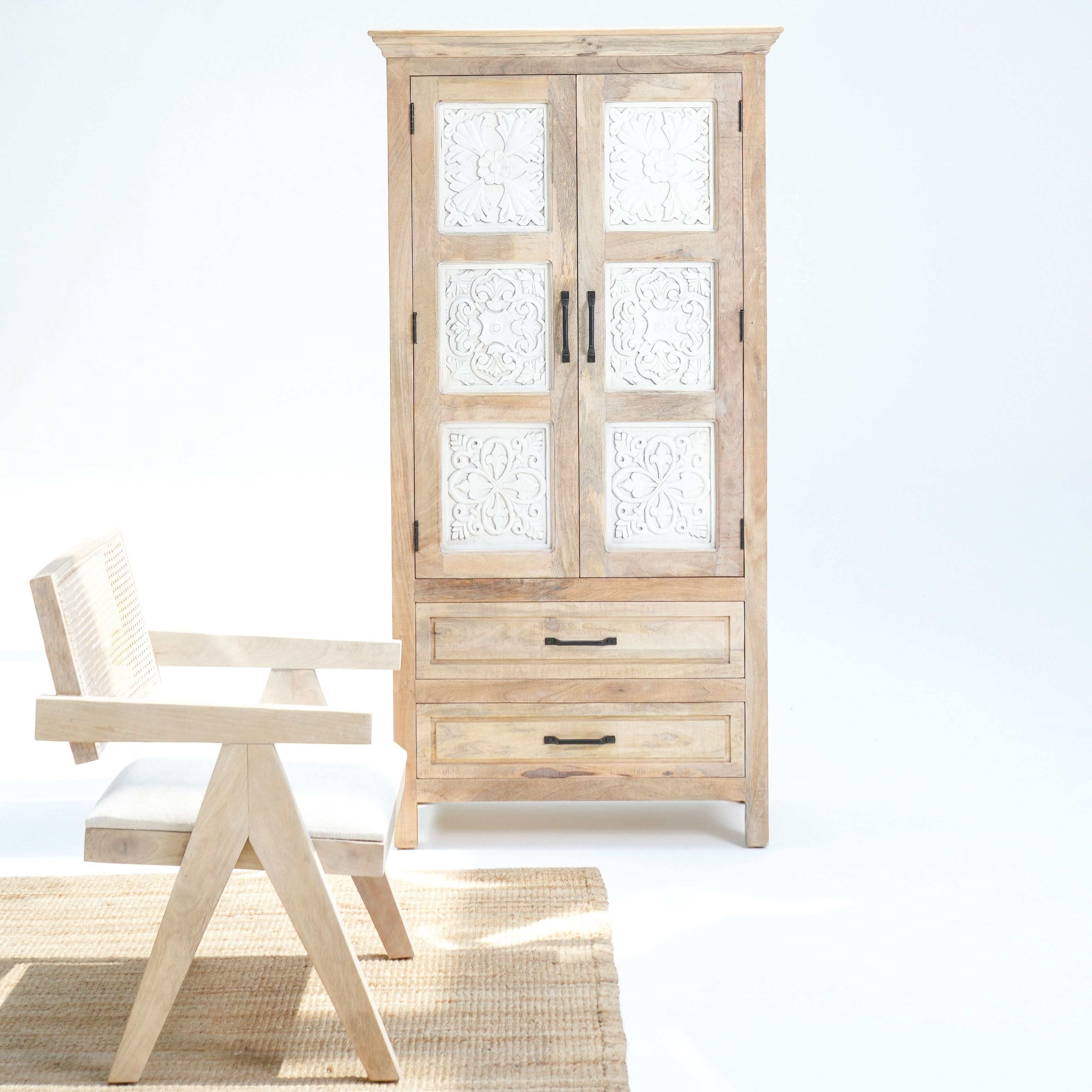 SWAN HILL TWO CARVED DOOR SERENITY CABINET - Art and craft furniture