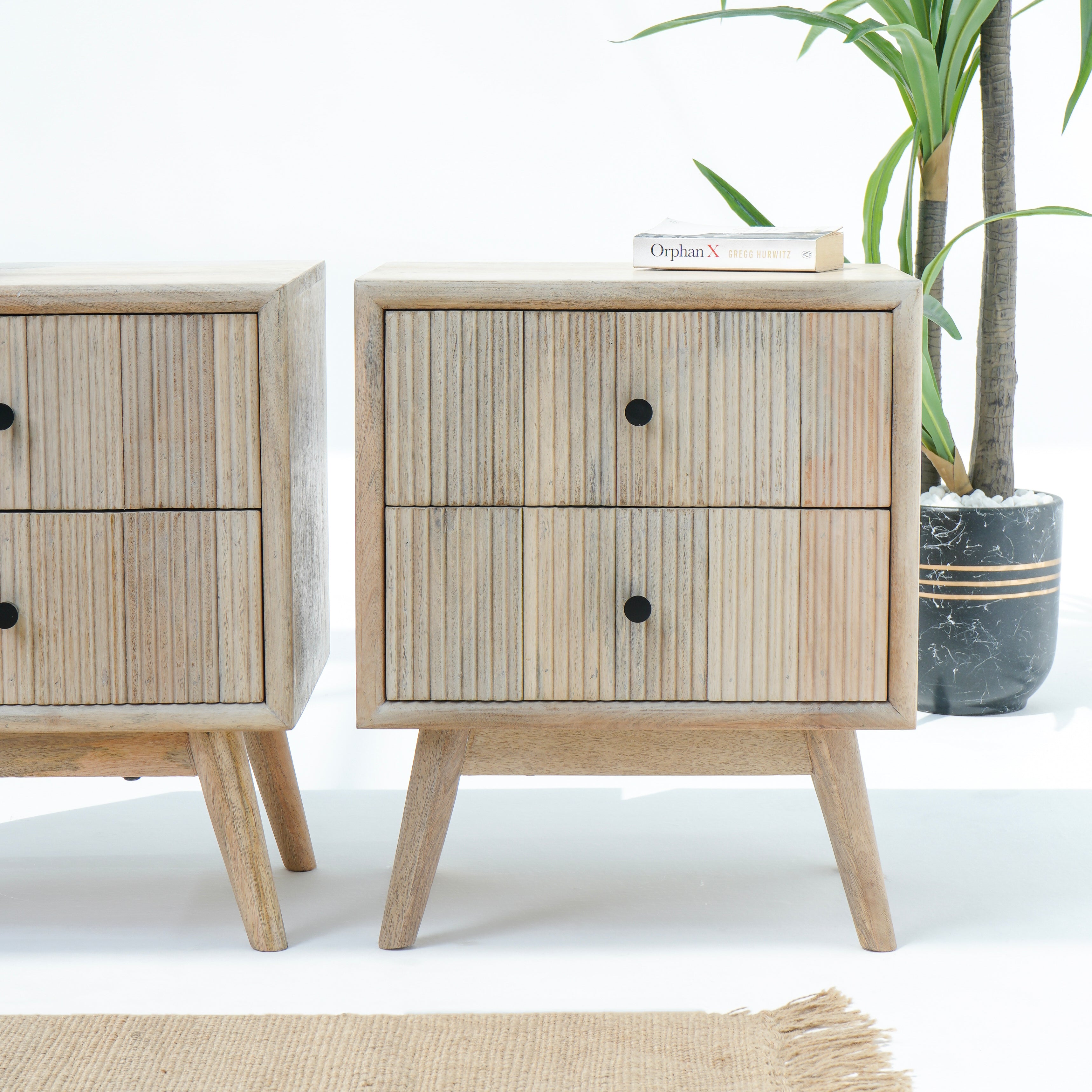 Sunset Birch Lining Two Drawer Nightstand