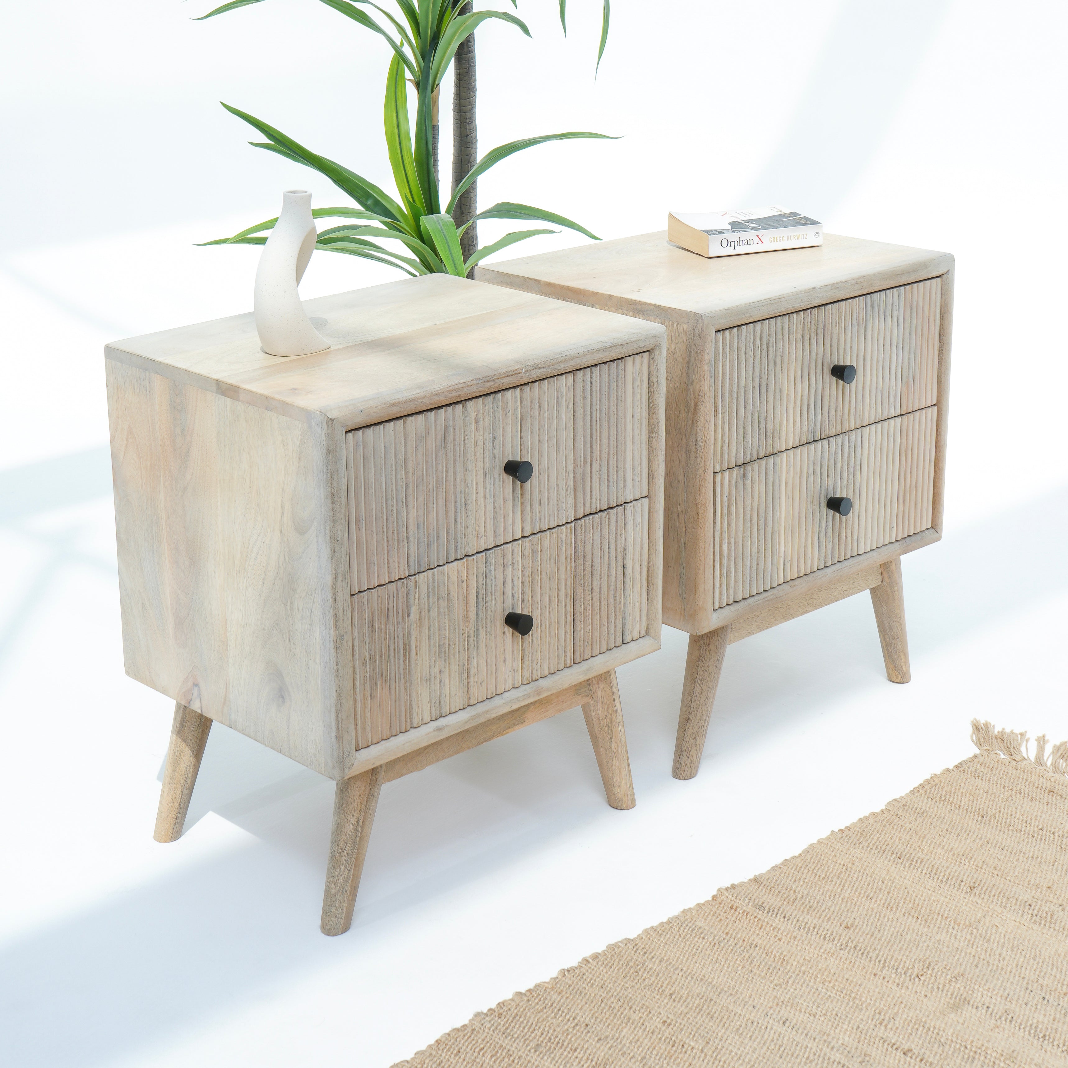 Sunset Birch Lining Two Drawer Nightstand