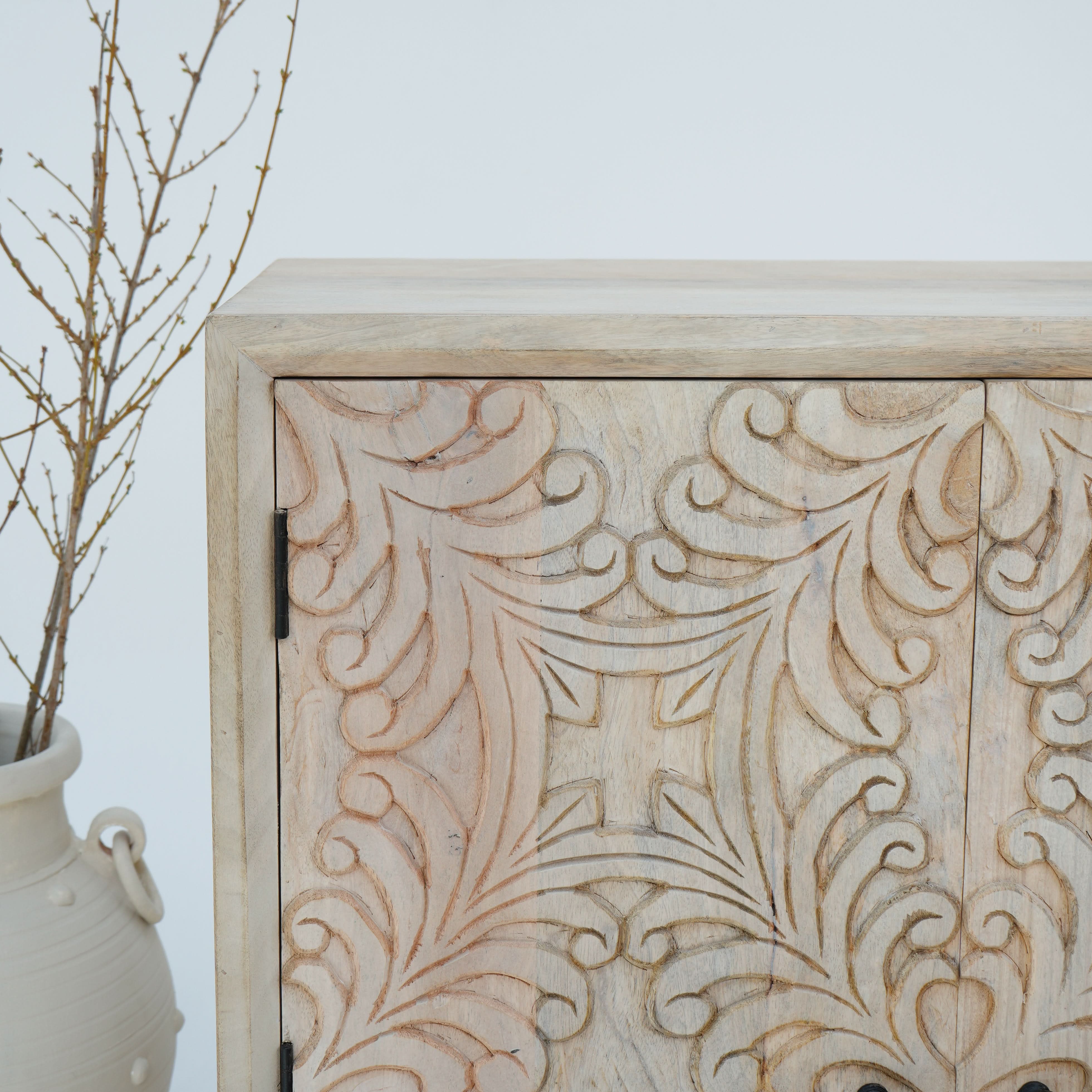 MANGO AURA CARVED SIDEBOARD - Art and craft furniture