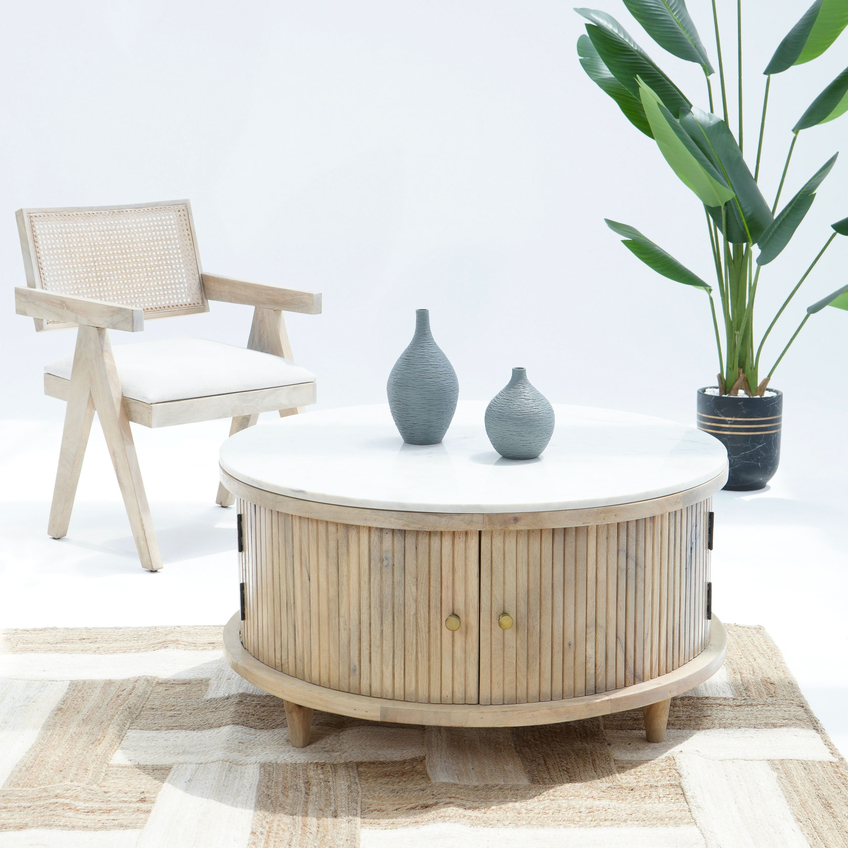 MARBLE HERITAGE STORAGE COFFEE TABLE - Art and craft furniture