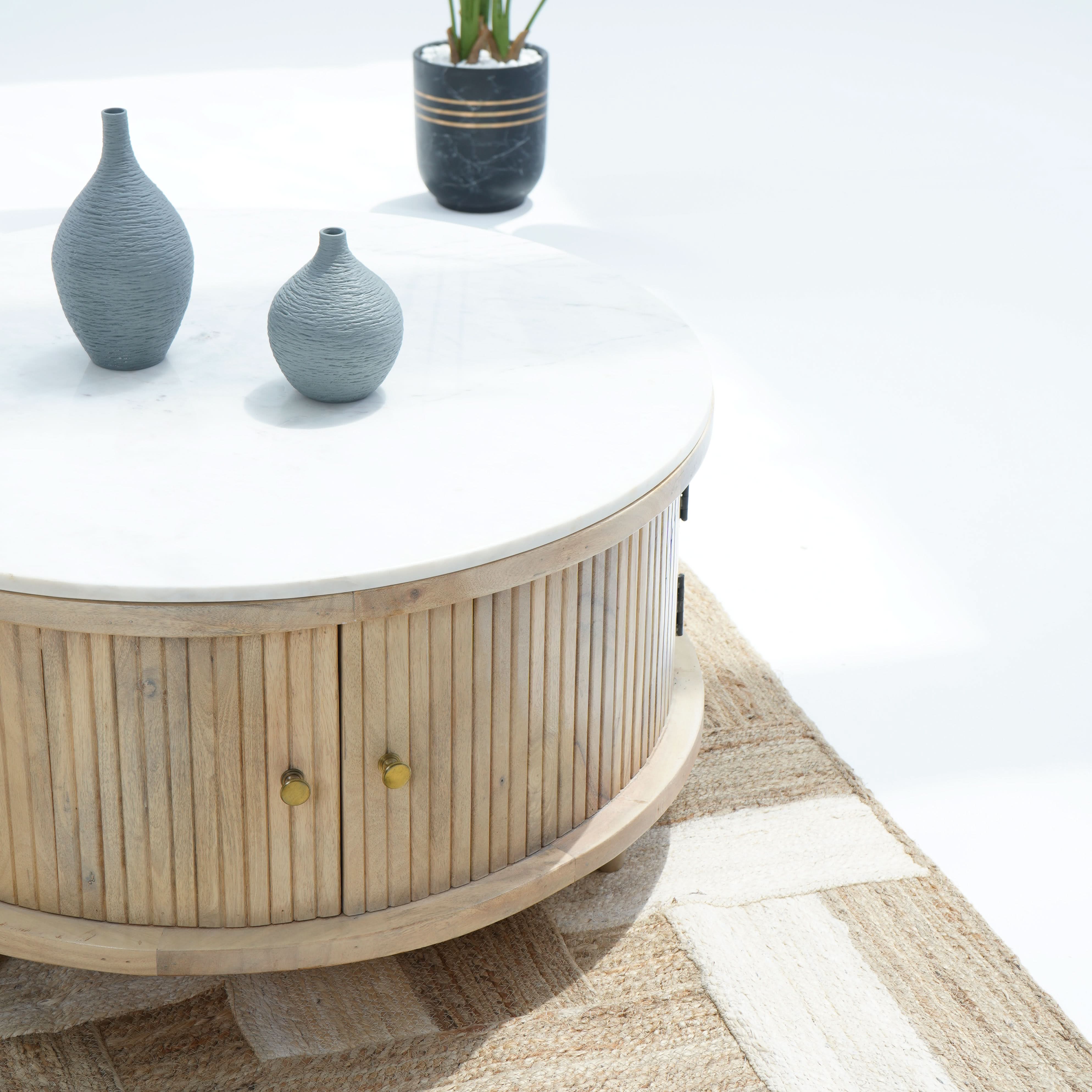 MARBLE HERITAGE STORAGE COFFEE TABLE - Art and craft furniture