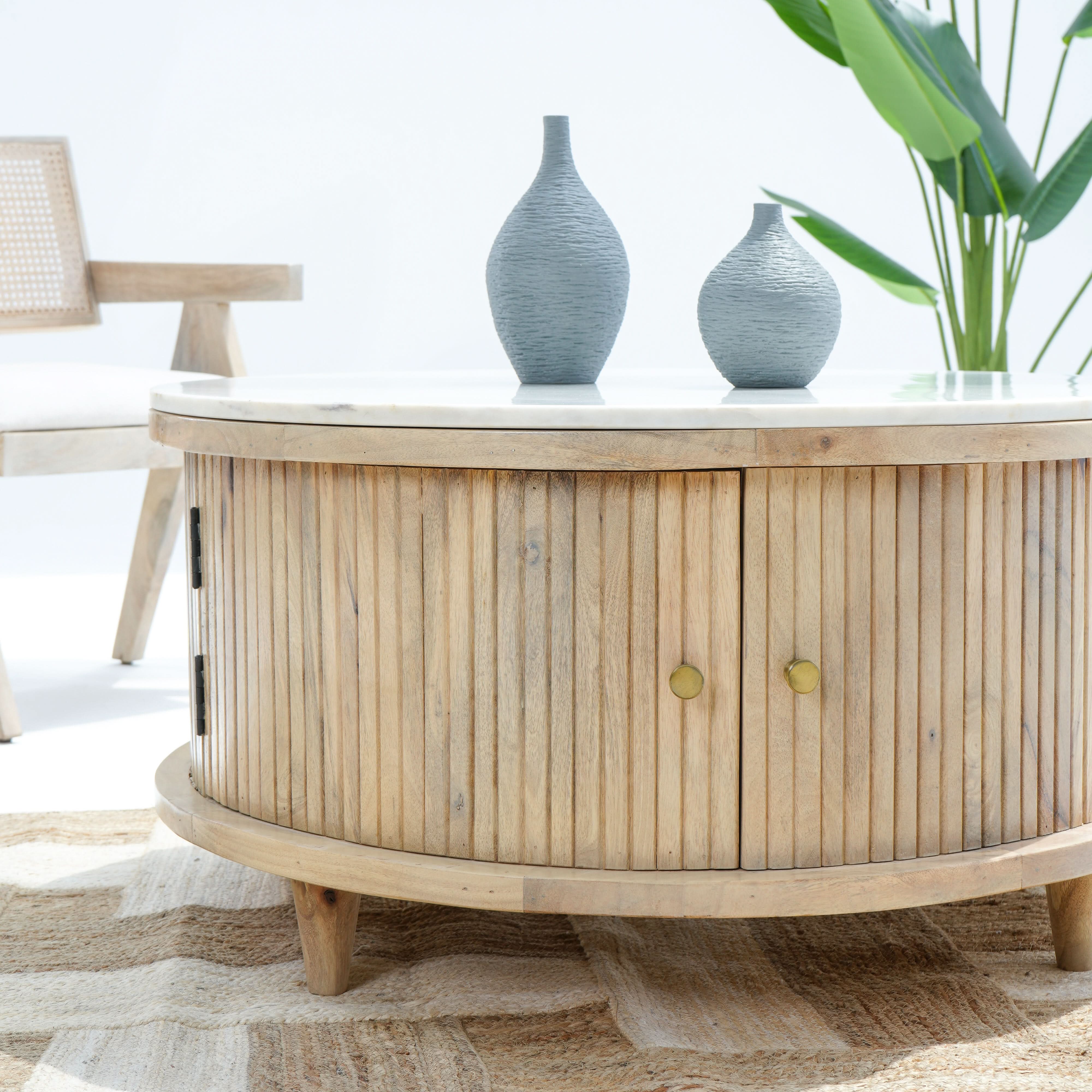 MARBLE HERITAGE STORAGE COFFEE TABLE - Art and craft furniture