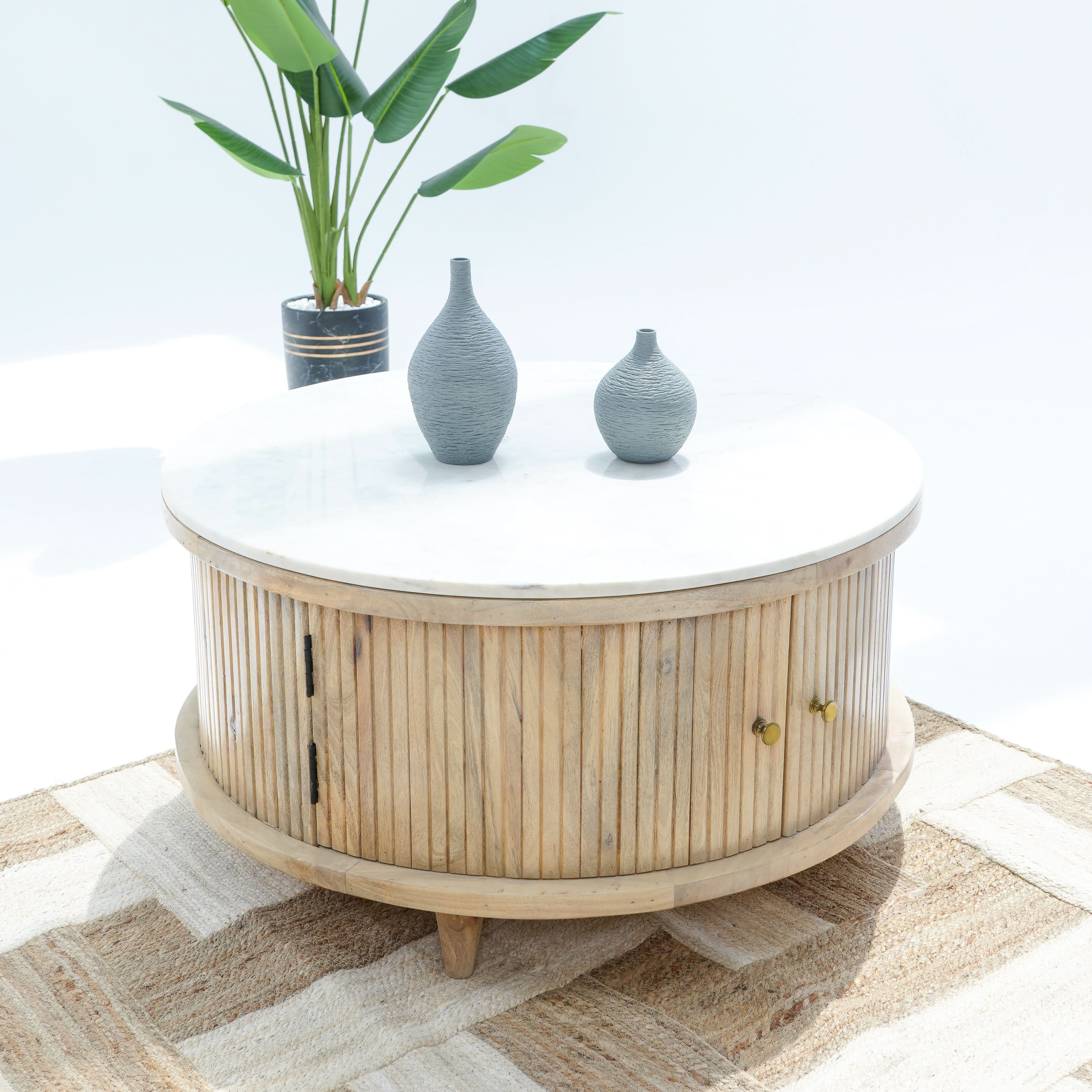 MARBLE HERITAGE STORAGE COFFEE TABLE - Art and craft furniture