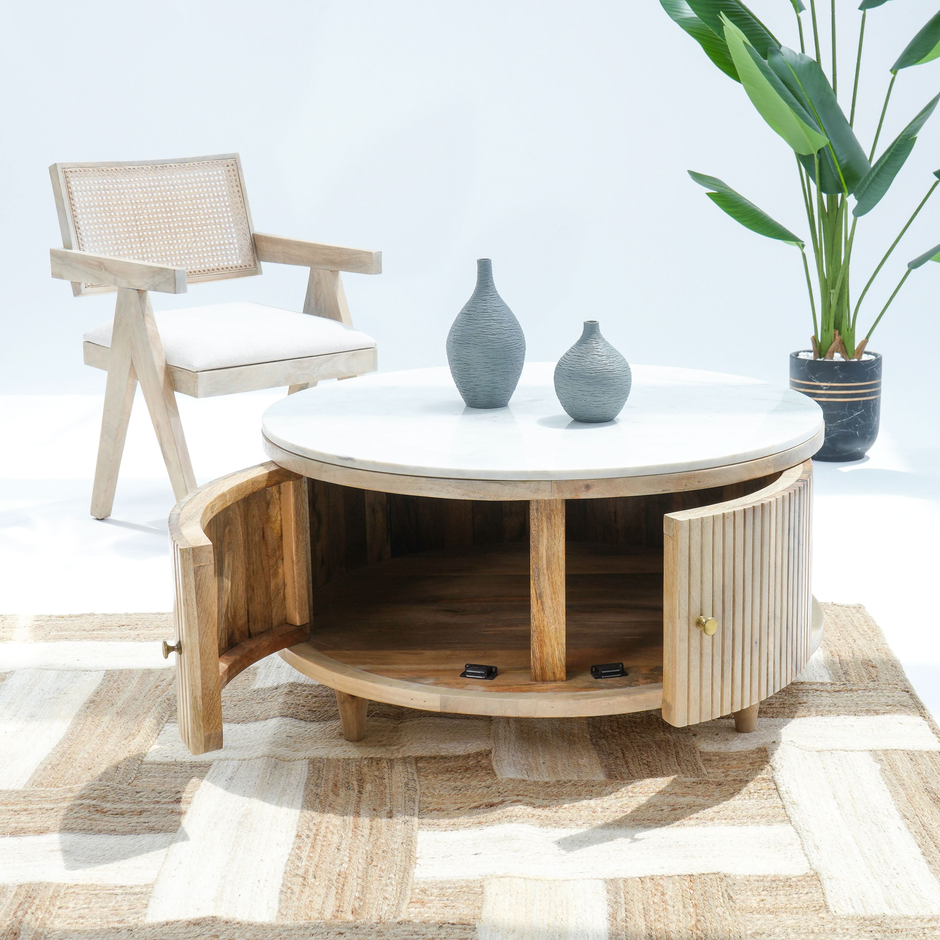 MARBLE HERITAGE STORAGE COFFEE TABLE - Art and craft furniture