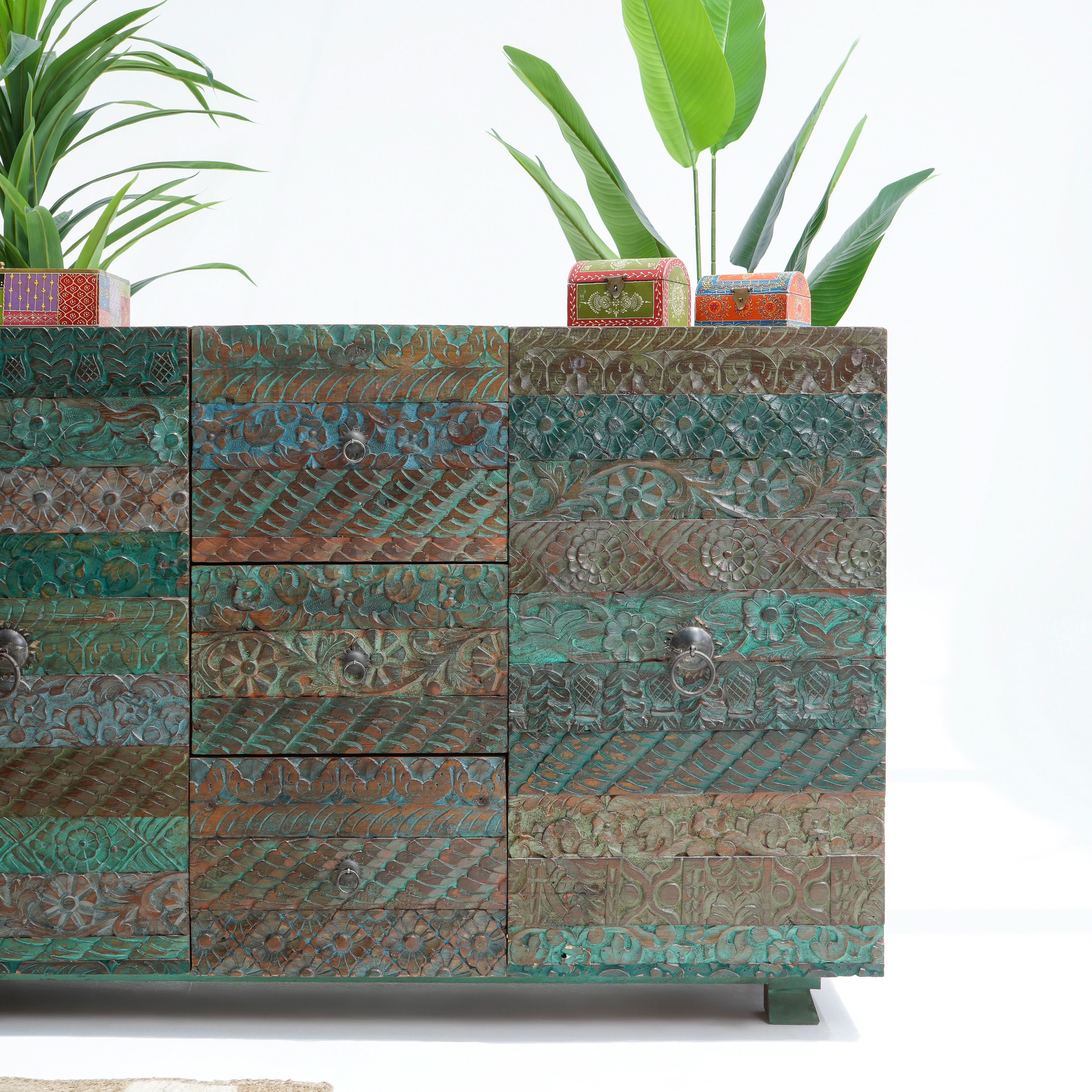 RECYCLE ANTIQUE TWO DOOR THREE DRAWER SIDEBOARD - Art and craft furniture