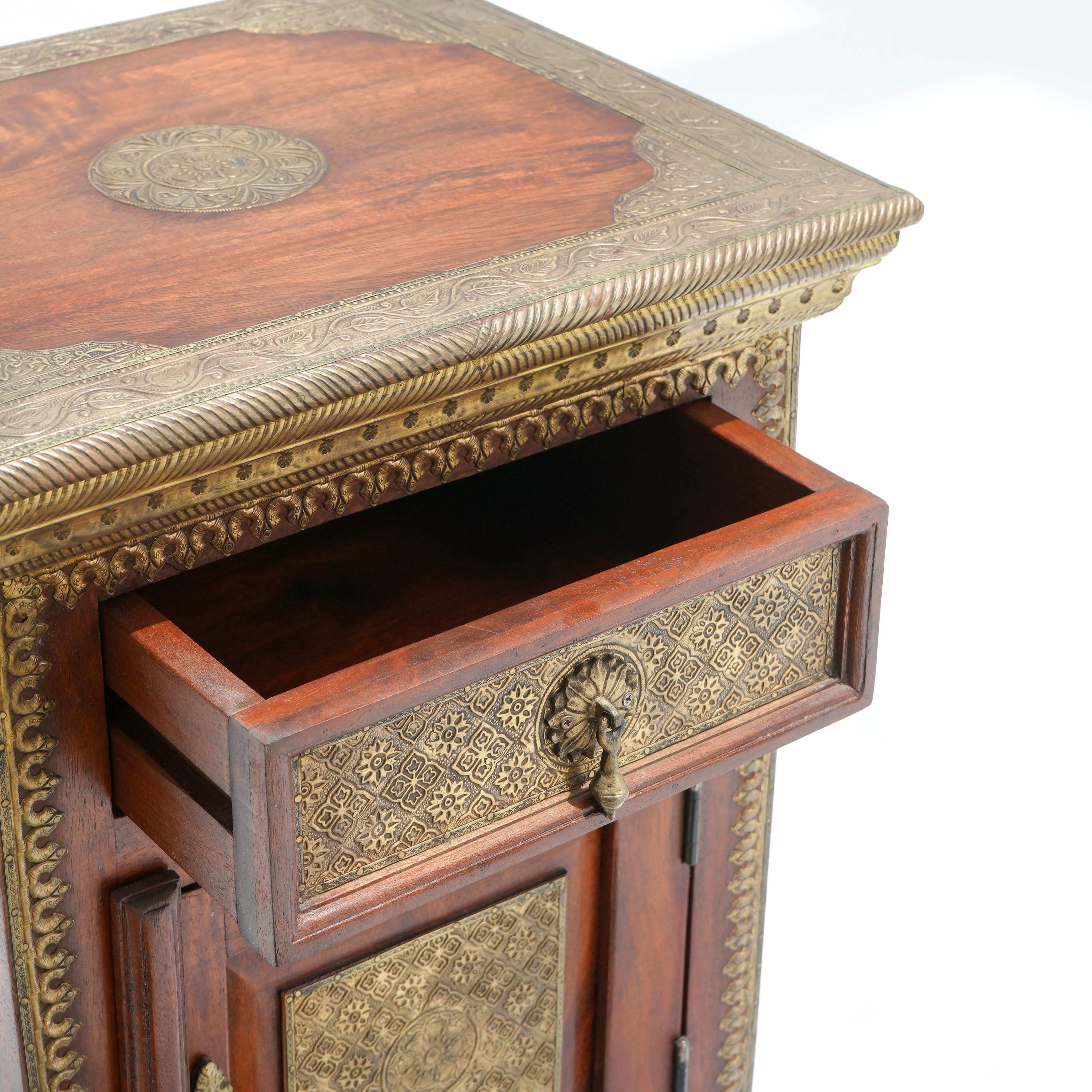 RICHMOND BRASS FTD ONE DRAWER ONE DOOR NIGHTSTAND TABLE - Art and craft furniture