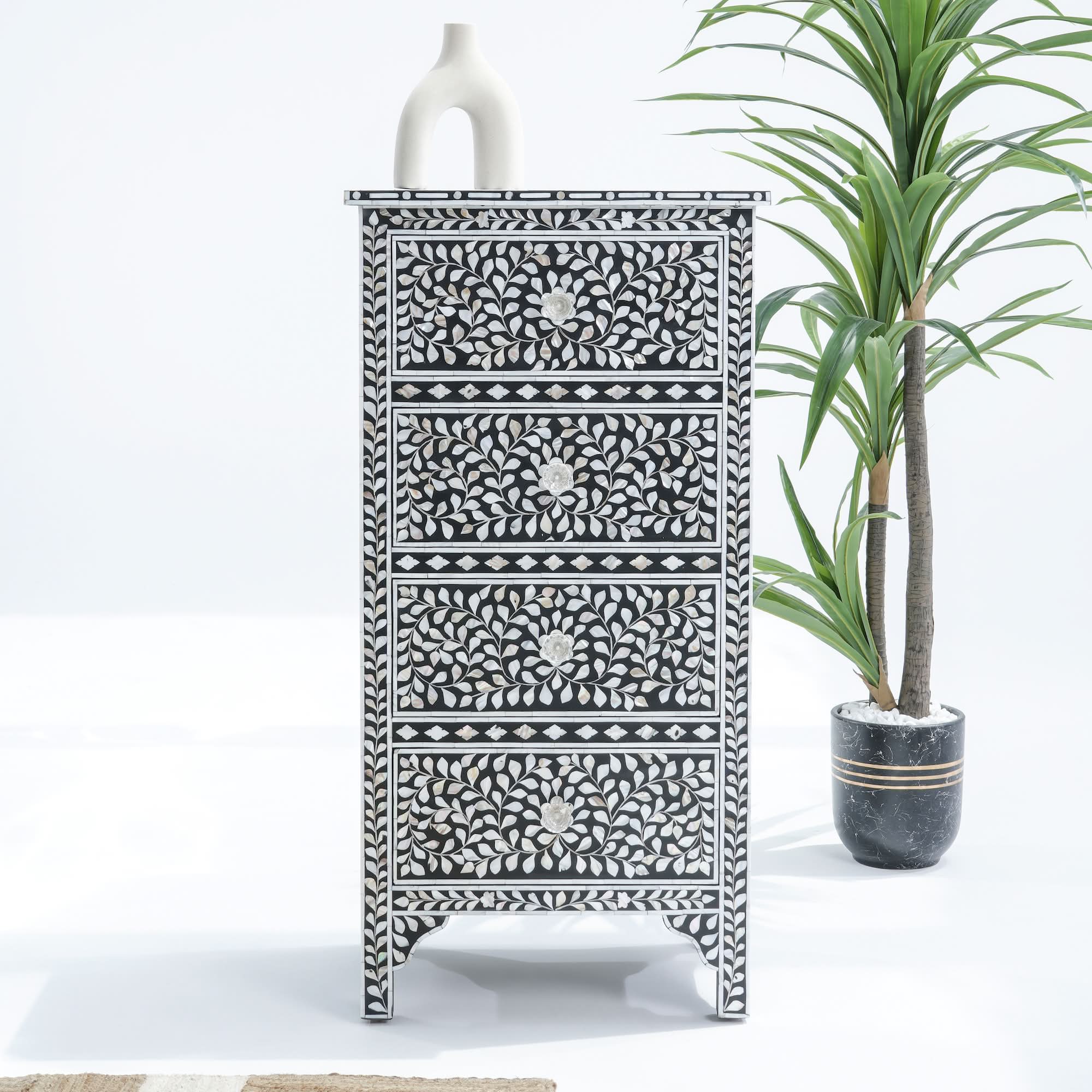 OCEAN-WHITE MOTHER OF PEARL SINGLE DRAWCHEST - Art and craft furniture
