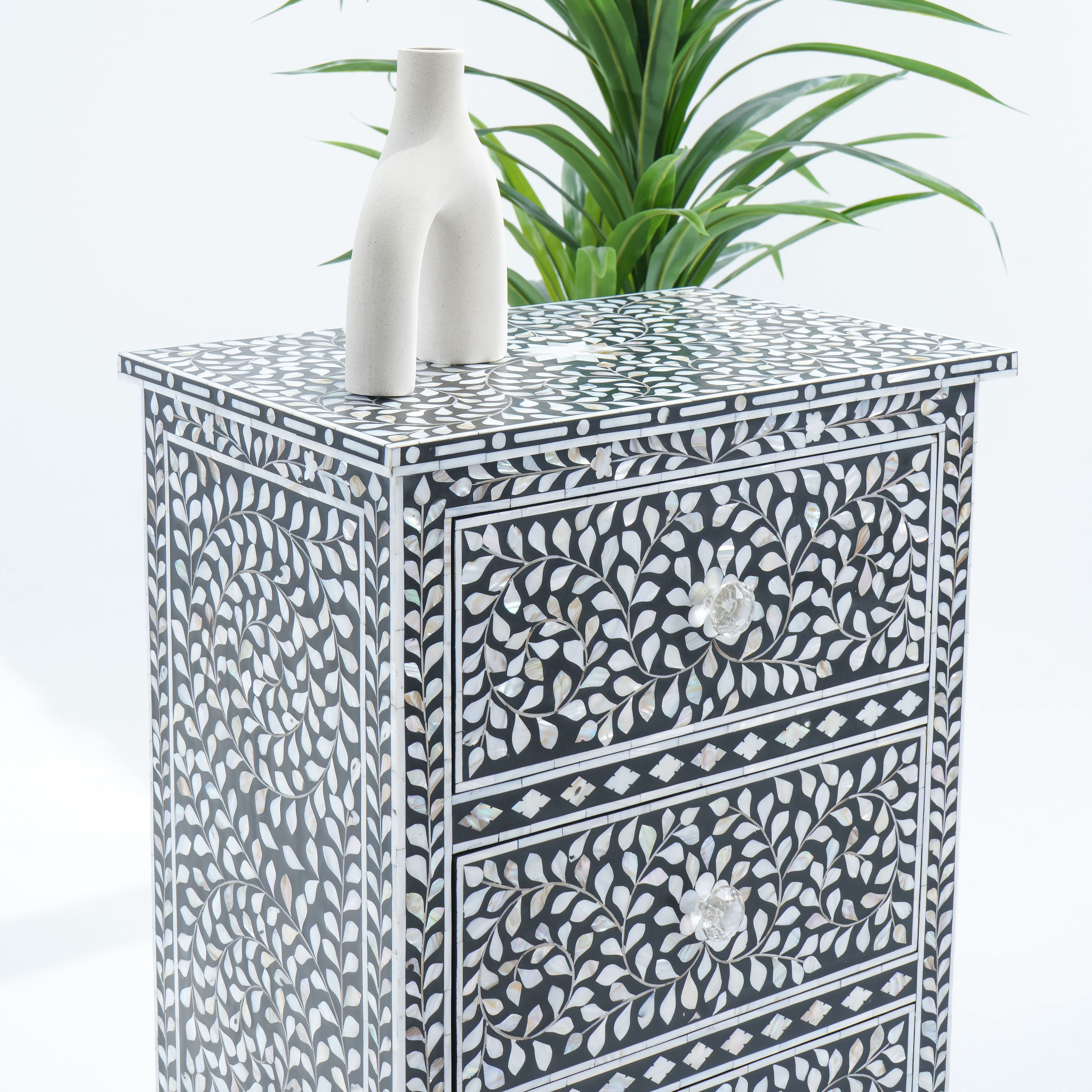 OCEAN-WHITE MOTHER OF PEARL SINGLE DRAWCHEST - Art and craft furniture